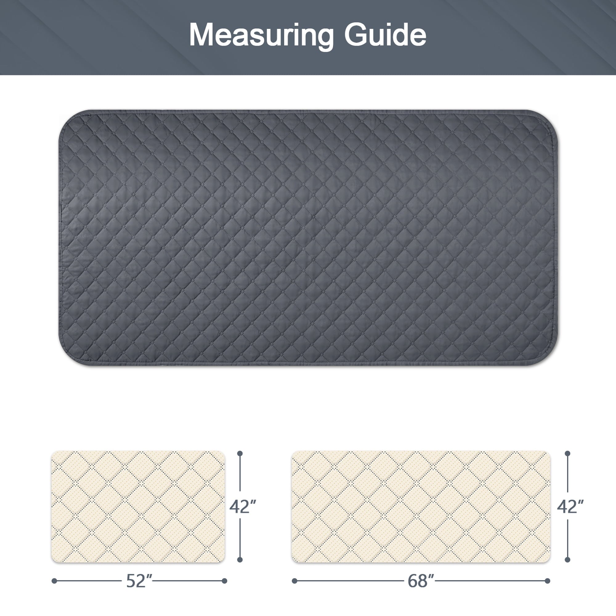 TAOCOCO Waterproof Reversible Dog Bed Cover 42" x 68" Dark Gray Furniture Protector for Pets