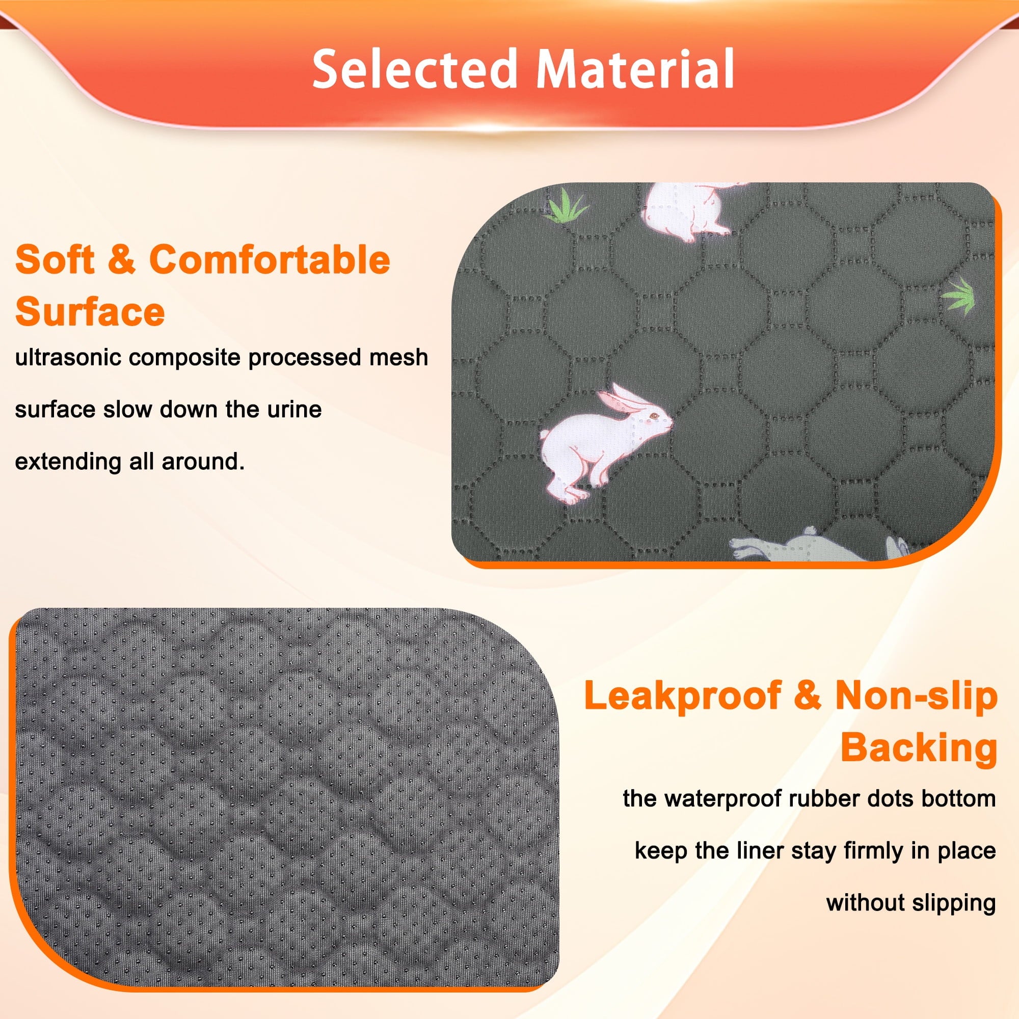 Guinea Pig Cage Liners Washable (4 Pack) - 47x24Inch Waterproof & Absorbent Pee Pads | Reusable Fleece Bedding with Non-Slip Backing | Odor Control for Midwest & C&C Cages, Rabbits