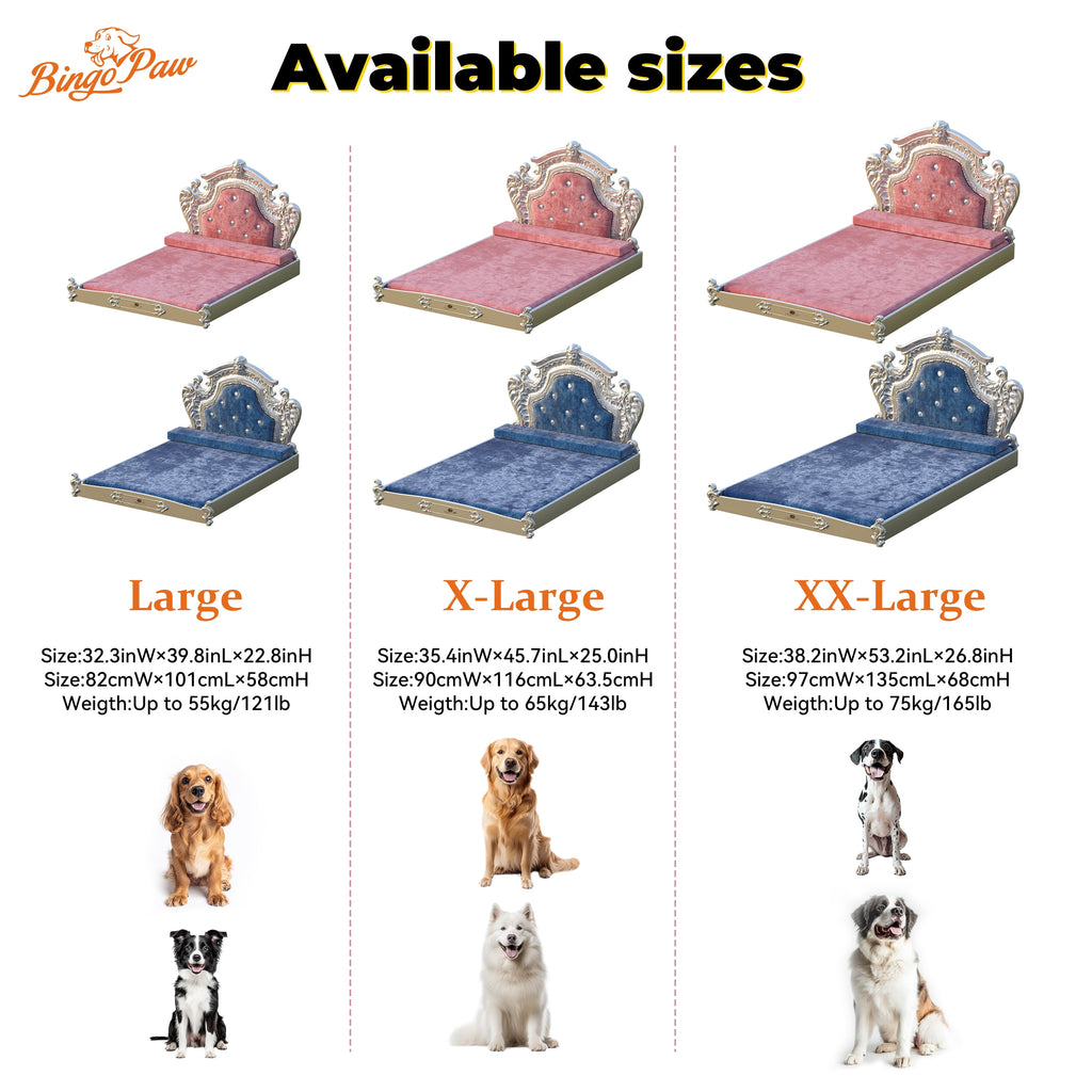 BingoPaw Luxury Pet Bed Dog Orthopedic Bed with Washable Dutch Velvet Cover, Silver Headboard