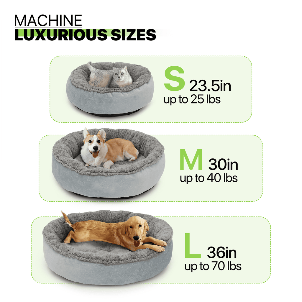Magshion Calming Donut Dog Bed for Small to Large Dogs, Cat & Puppy Bed: Anti Stability, Luxurious Comfort, Cozy Soft Short Plush Round Pet Bed, Dark Gray