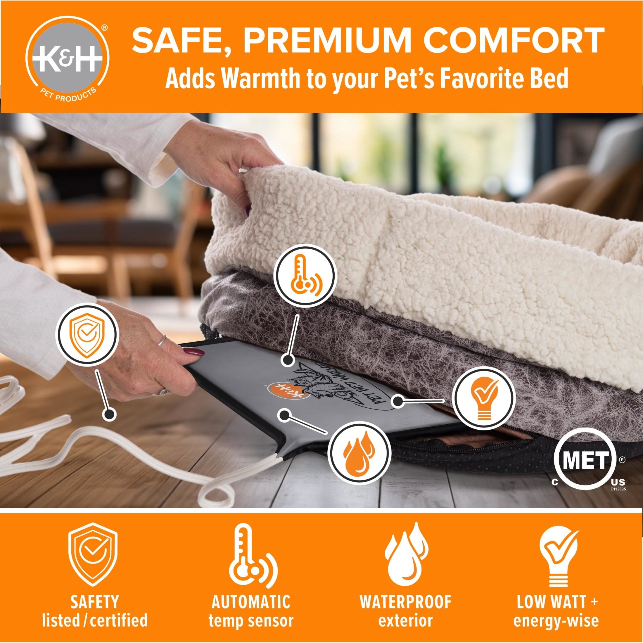 K&H Pet Products Pet Bed Warmer for Cats & Dogs Gray Large 11 X 23.75 Inches