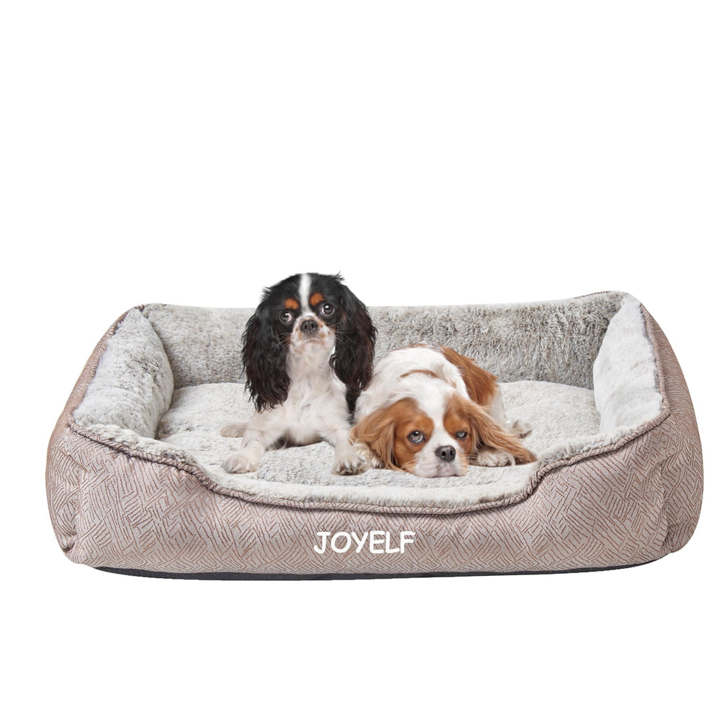 JOYELF Dog Bed Washable Calming Pet Bed, Anti Anxiety Cat Bed & Sofa, Cute Plush Pet Bed for Medium Dog and Cat - Medium Rectangle