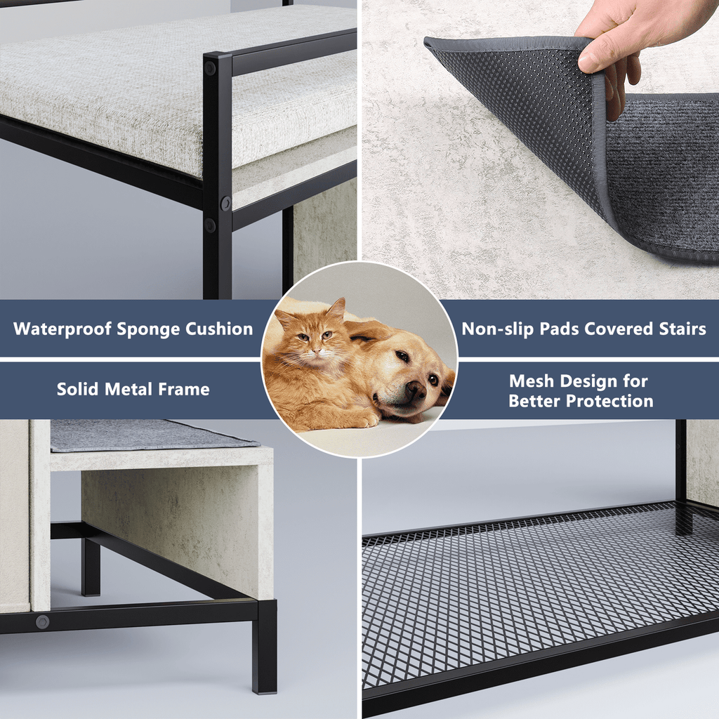 BOSSIN Pet Window Perch with Stairs,  3 Drawers Large Pet Bunk Bed for Dogs and Cats
