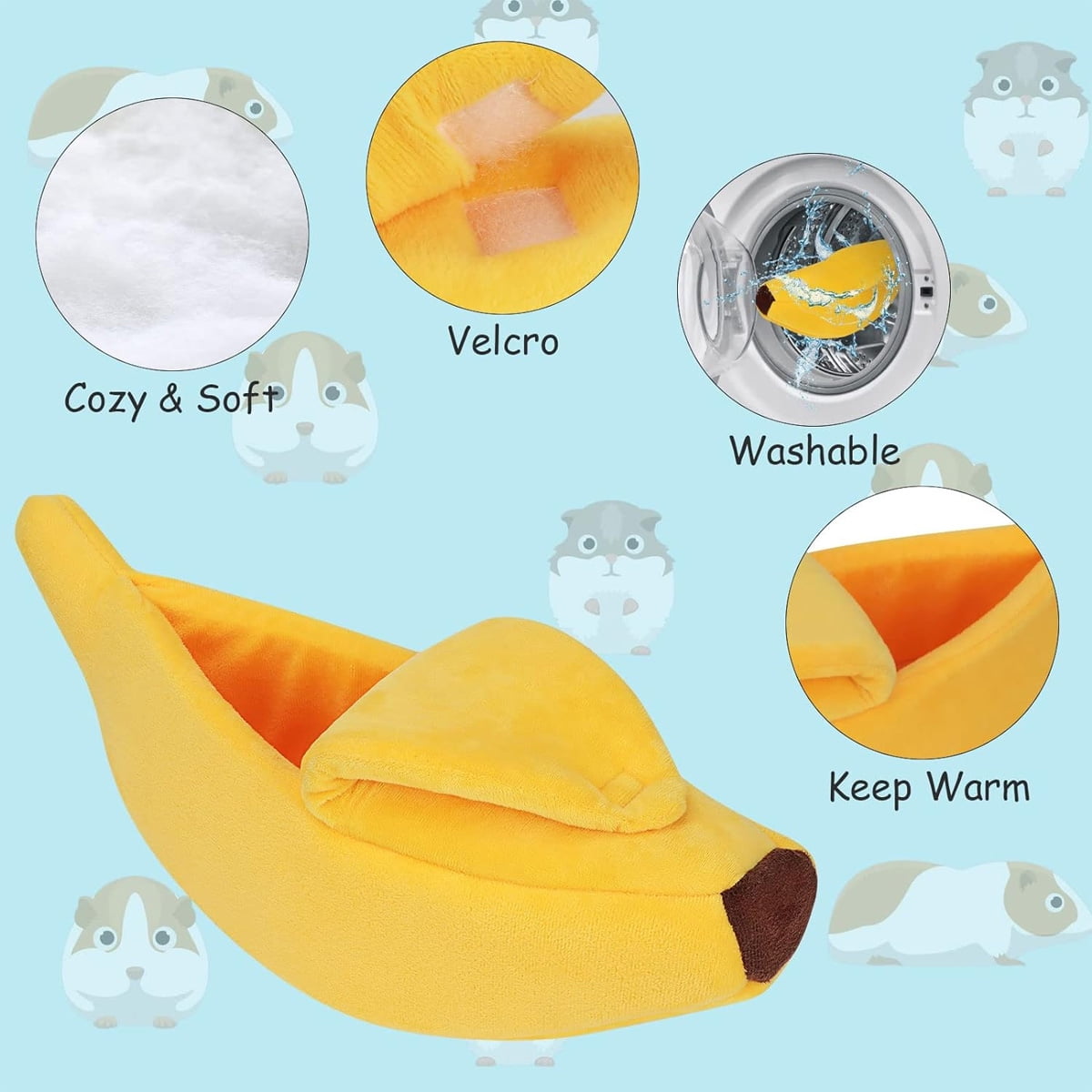 Banana Cat Bed, Pet Bed, Pet Bed For Cats, Lovely Pet Supplies for Cats Kittens Rabbit Small Dogs, Yellow