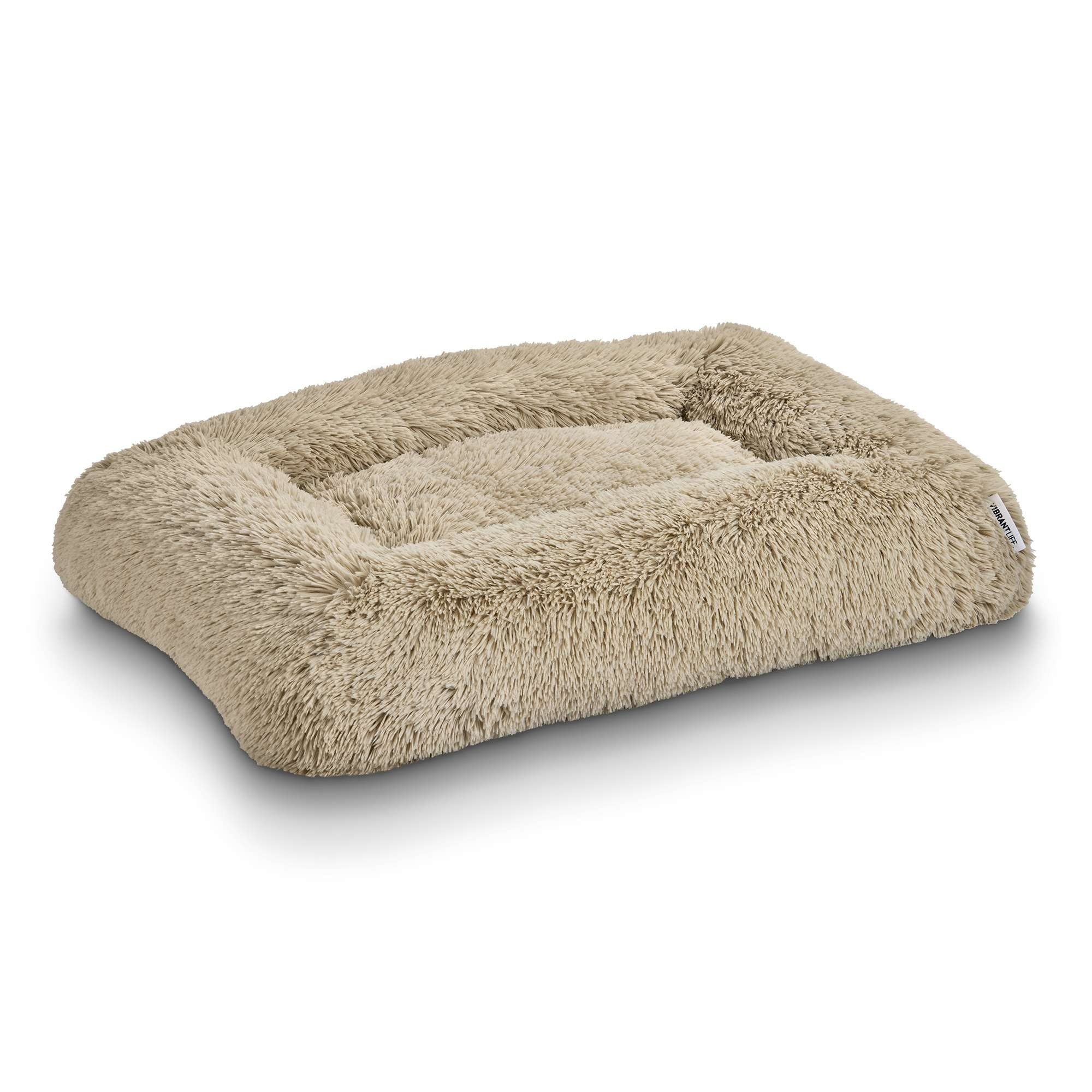 Vibrant Life Furry Bolster Dog Bed, Large, Oatmeal 35" x 25"