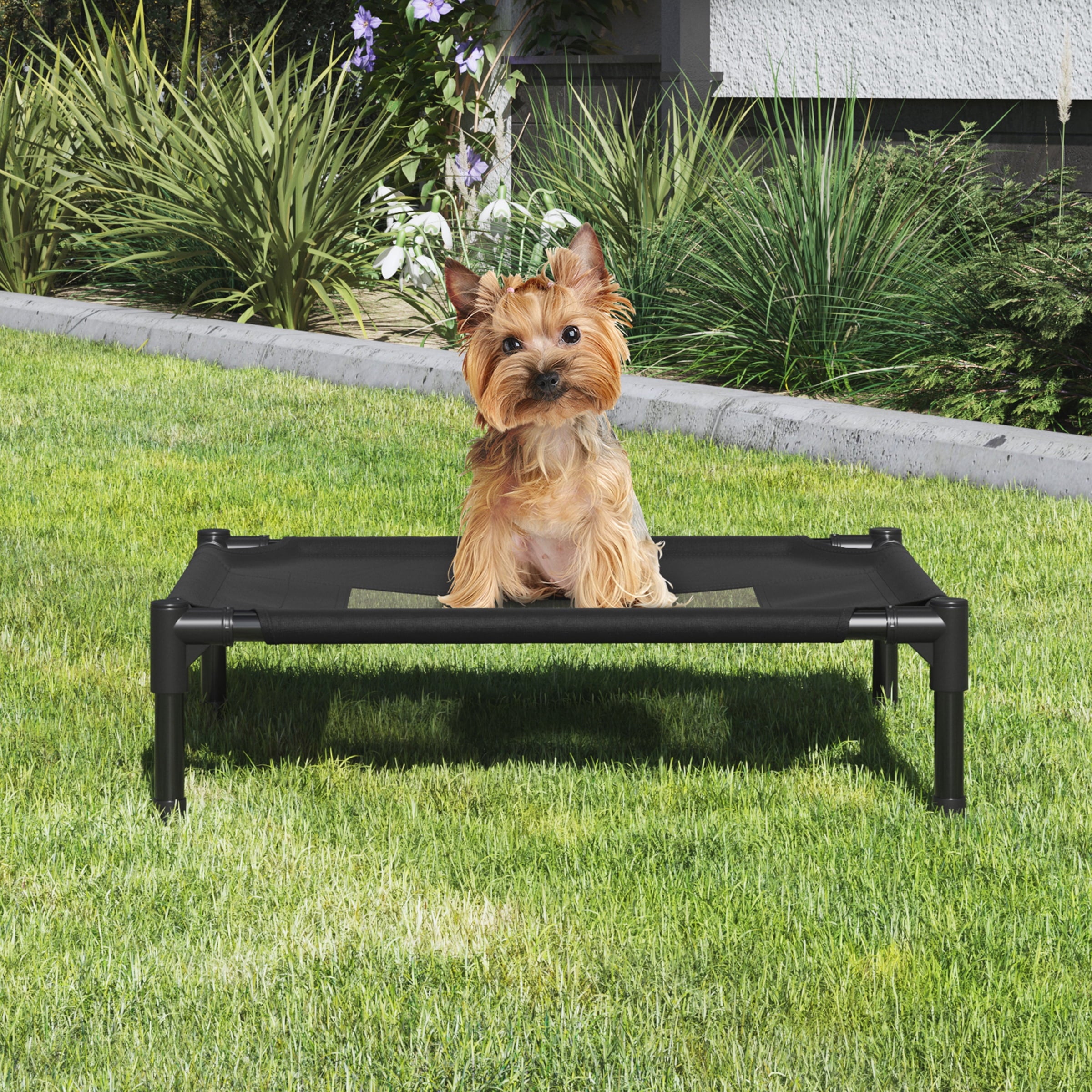 PETMAKER 24.5x18.5 Elevated Dog Bed - Indoor/Outdoor Cot for Pets (Black)