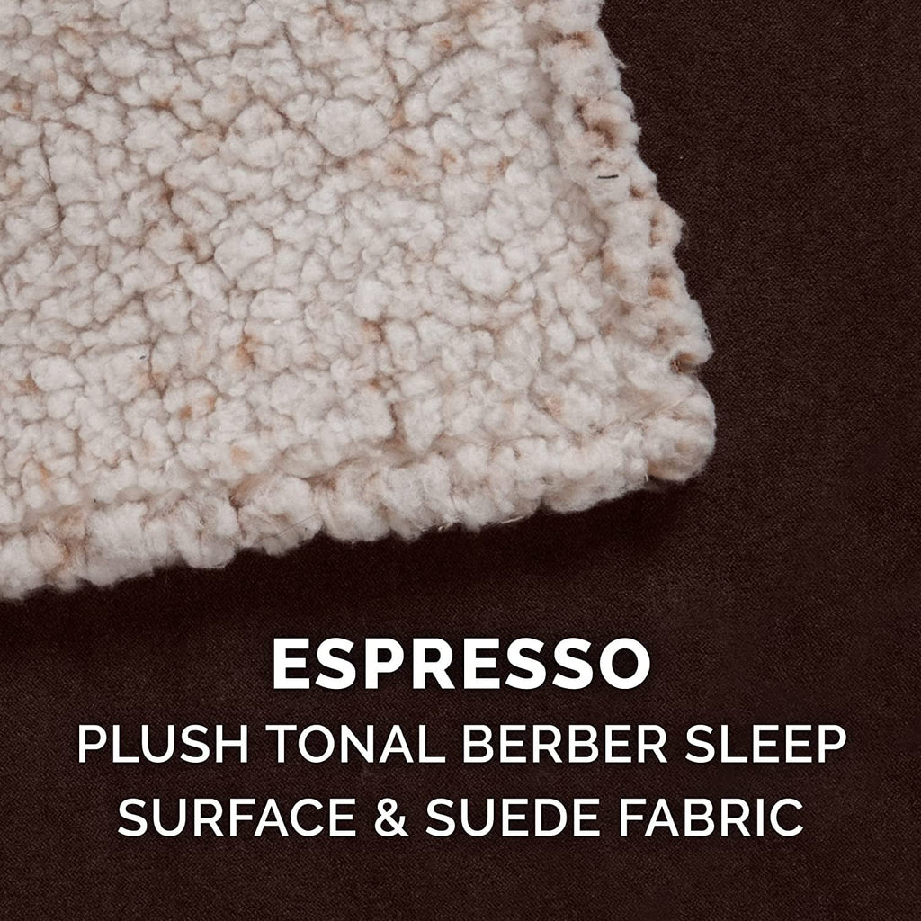 FurHaven Pet Products Berber & Suede Blanket-Top Orthopedic Deluxe Mat Pet Bed for Dogs & Cats - Espresso, Medium
