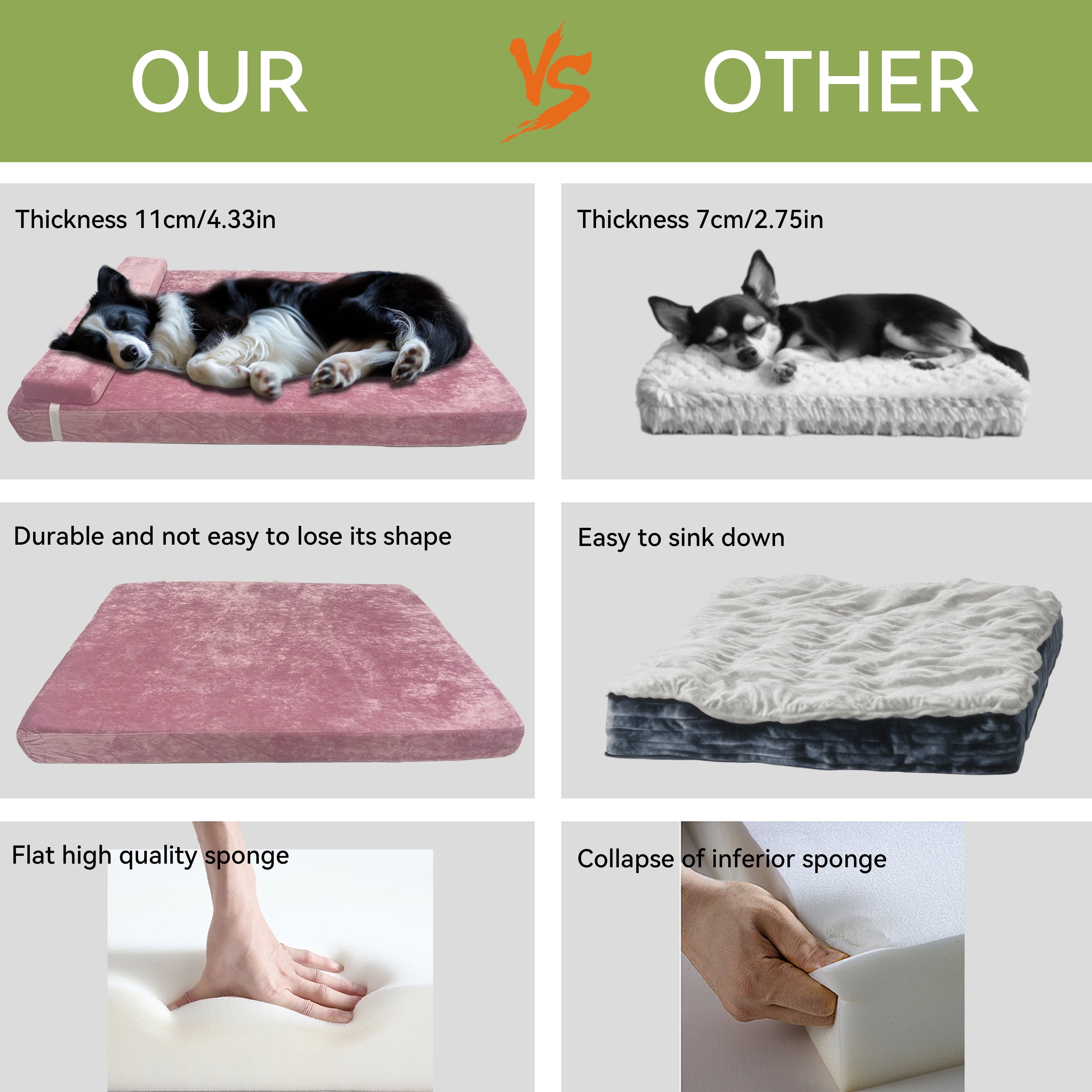 BingoPaw Luxury Pet Bed Dog Orthopedic Bed with Washable Dutch Velvet Cover, Silver Headboard