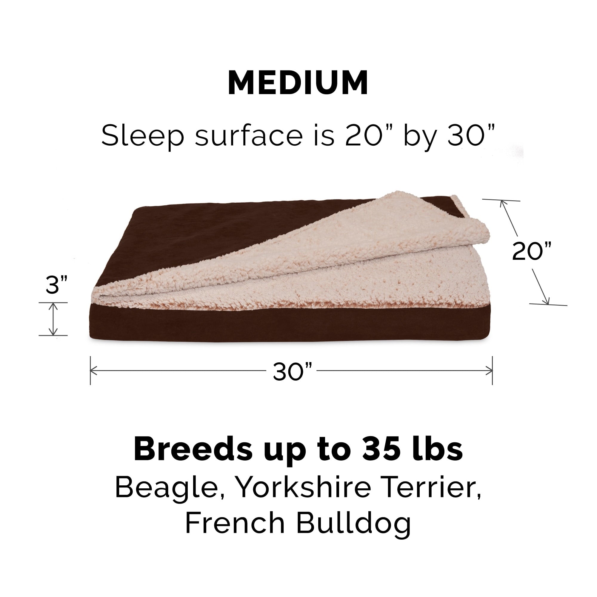 FurHaven Pet Products Berber & Suede Blanket-Top Orthopedic Deluxe Mat Pet Bed for Dogs & Cats - Espresso, Medium