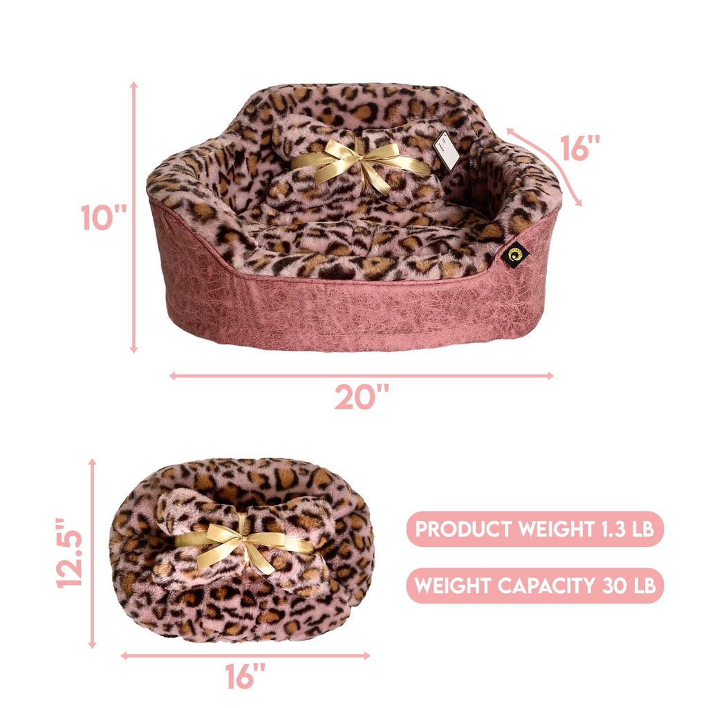 Precious Tails Leopard Princess Cat Dog Bed - Small