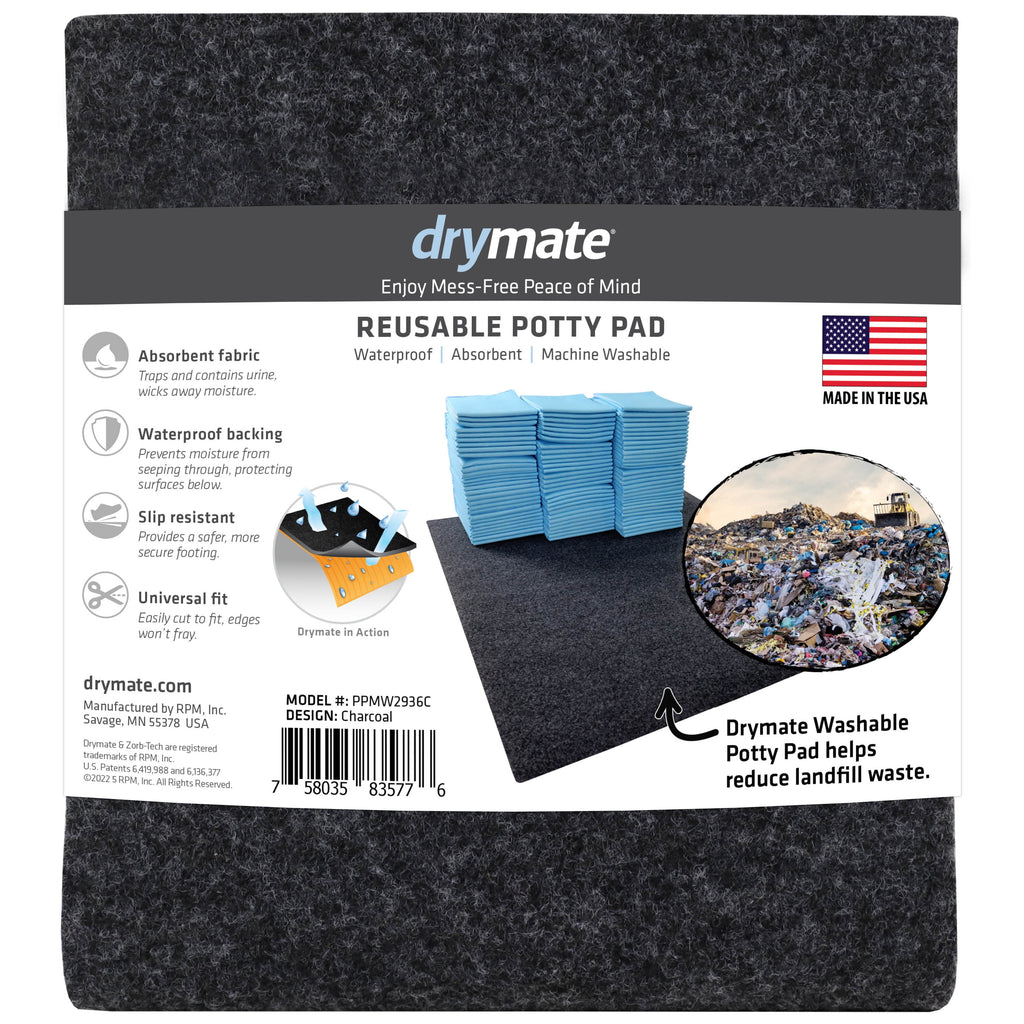 Drymate Washable Potty Pad, Training Mat to Contain Liquids - For Dogs, Cats, and all other animals.