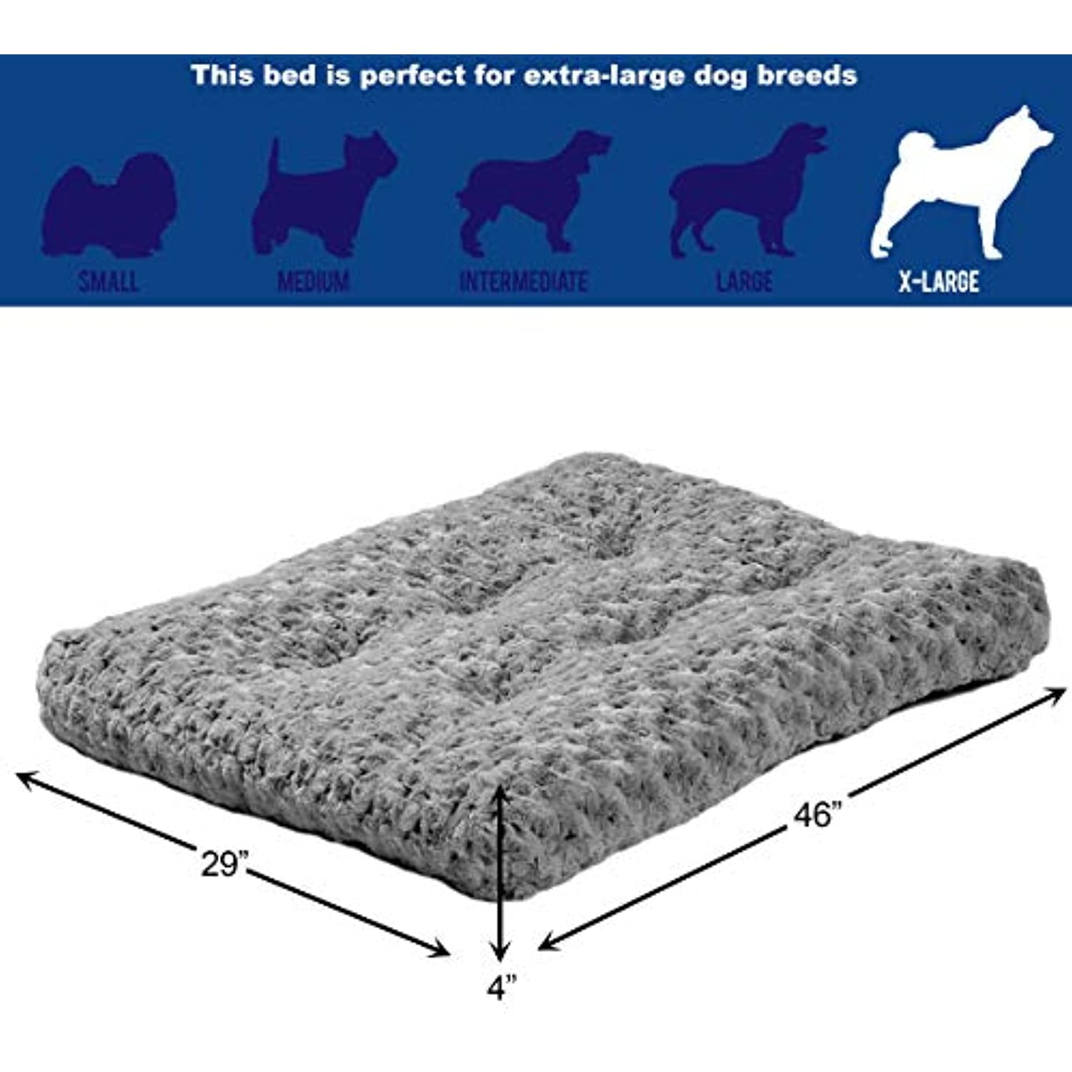 QuietTime Dog Bed & Crate Mat, Deluxe Ombre Swirl, Fits 48" Crate, Gray