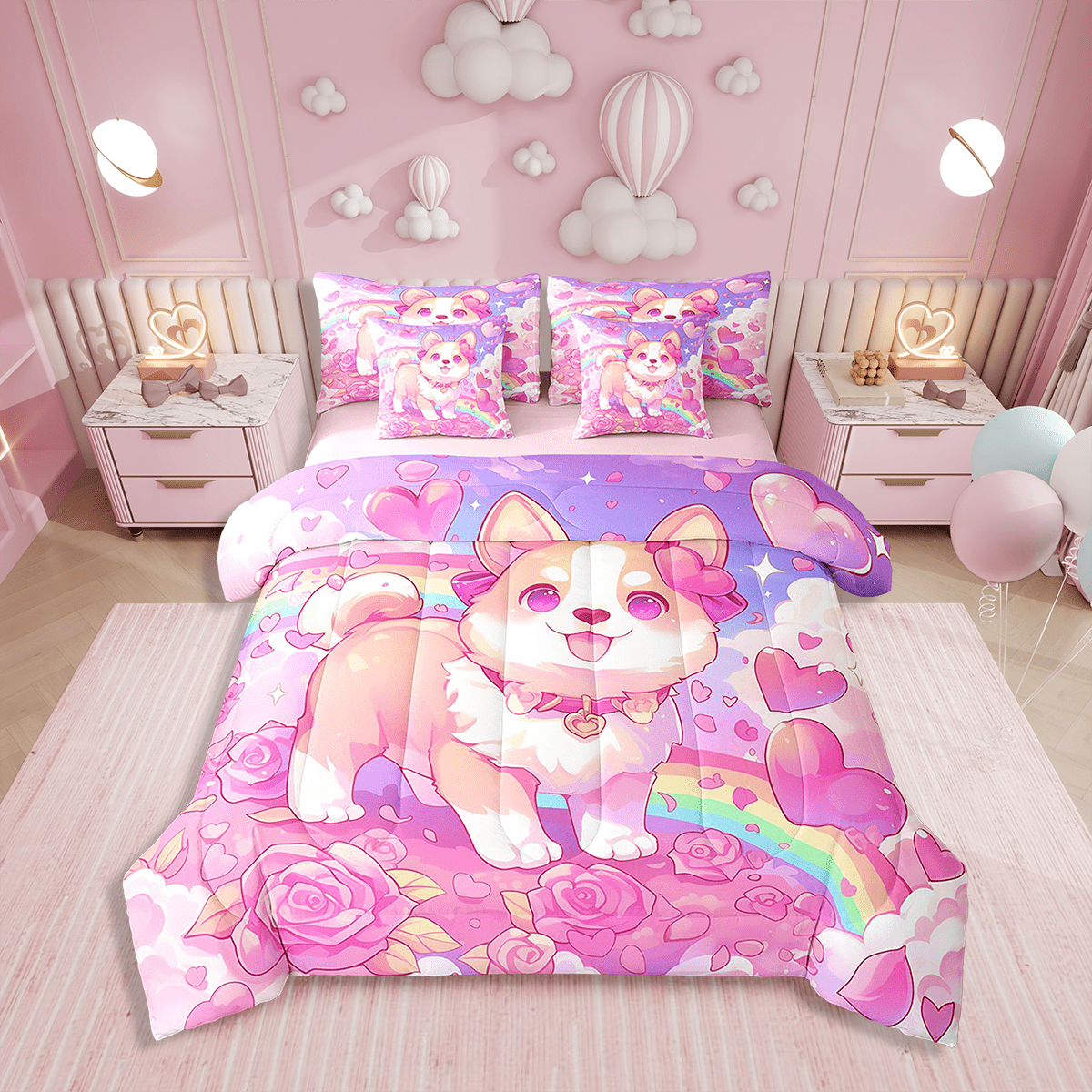 Wolf Comforter Set Twin Size,Aurora Natural Dreamy Bedding Set Teens,Wildlife Animal Print(Comforter+Fitted+Flat Sheet+2 Pillowcases+2 Throw Pillow Covers)7 Pieces Bed Set