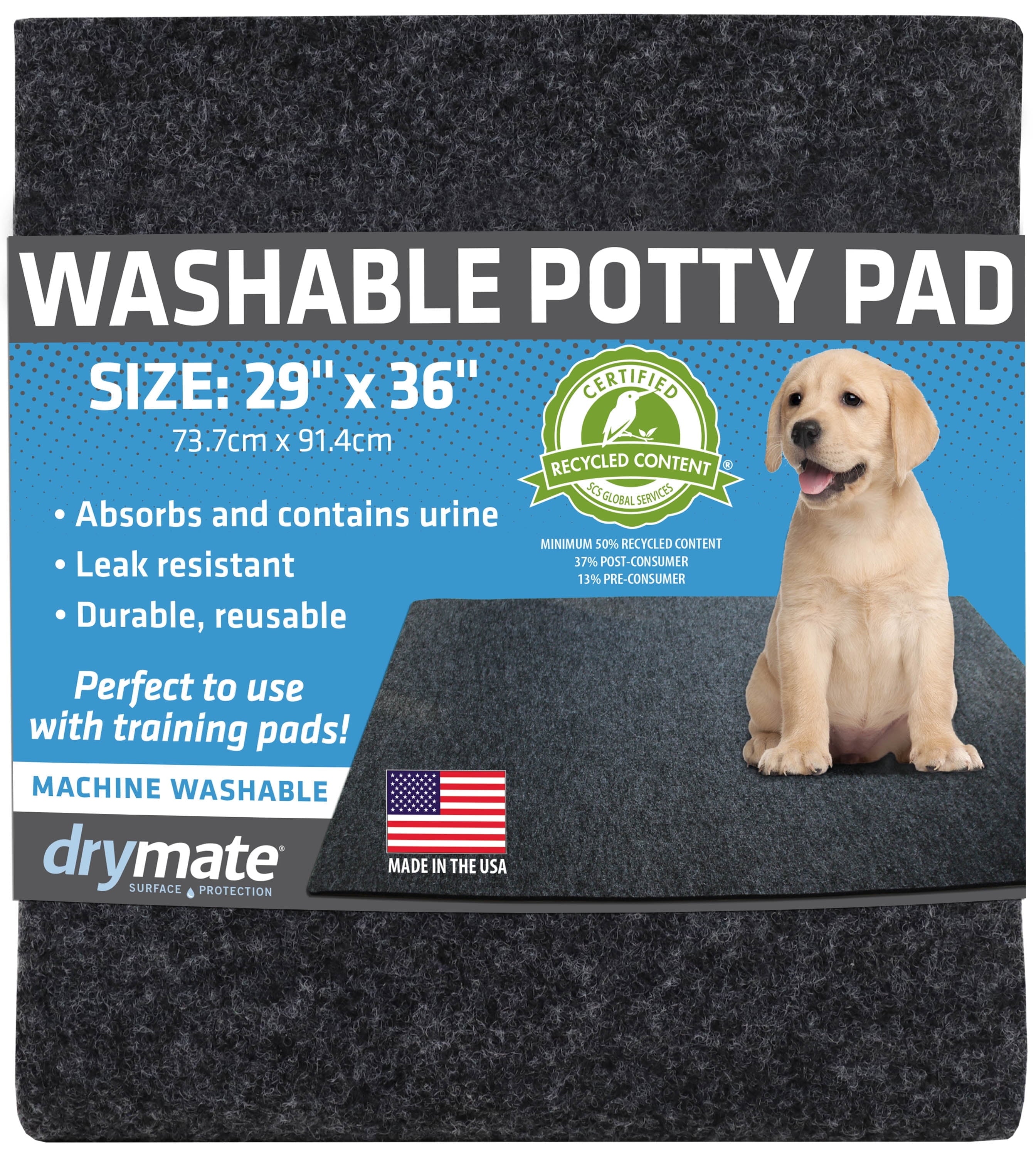 Drymate Washable Potty Pad, Training Mat to Contain Liquids - For Dogs, Cats, and all other animals.