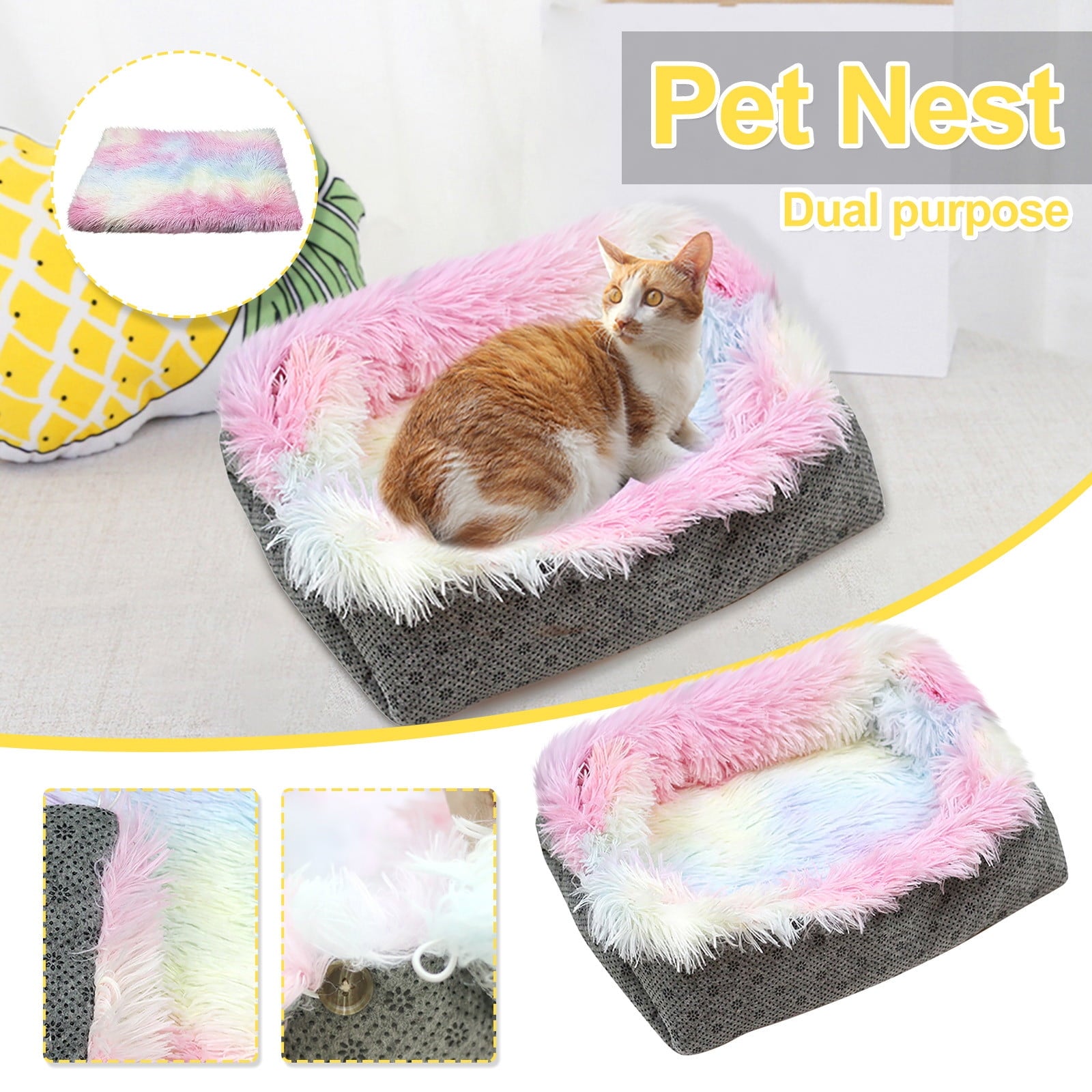 EWASWON Dog Bed for Small Dogs, Pet Beds for Dogs & Cats: Self-Warming, Anti-Anxiety, Non-slip and Machine Washable, 17.7 x 12.6 Inches