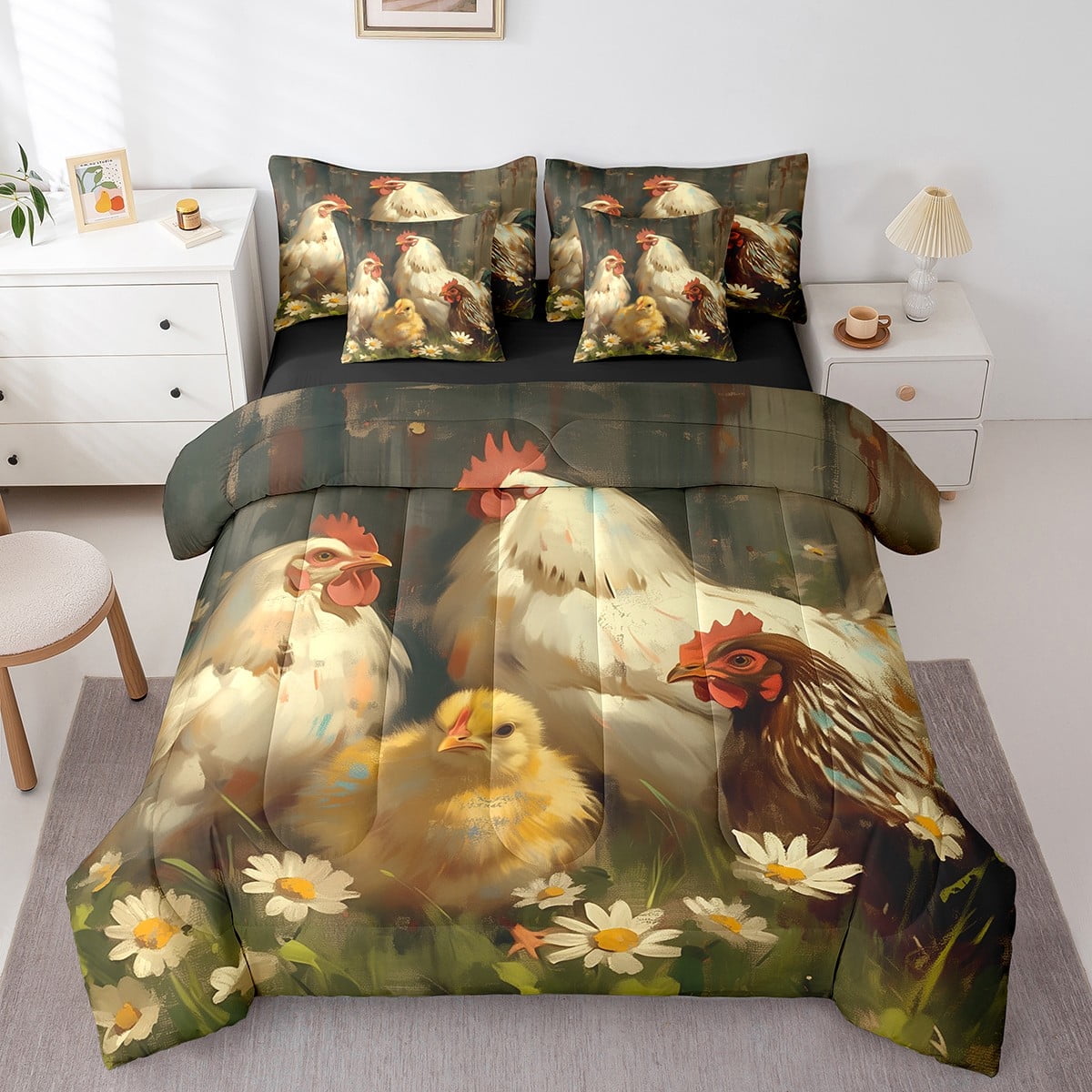 Wolf Comforter Set Twin Size,Aurora Natural Dreamy Bedding Set Teens,Wildlife Animal Print(Comforter+Fitted+Flat Sheet+2 Pillowcases+2 Throw Pillow Covers)7 Pieces Bed Set