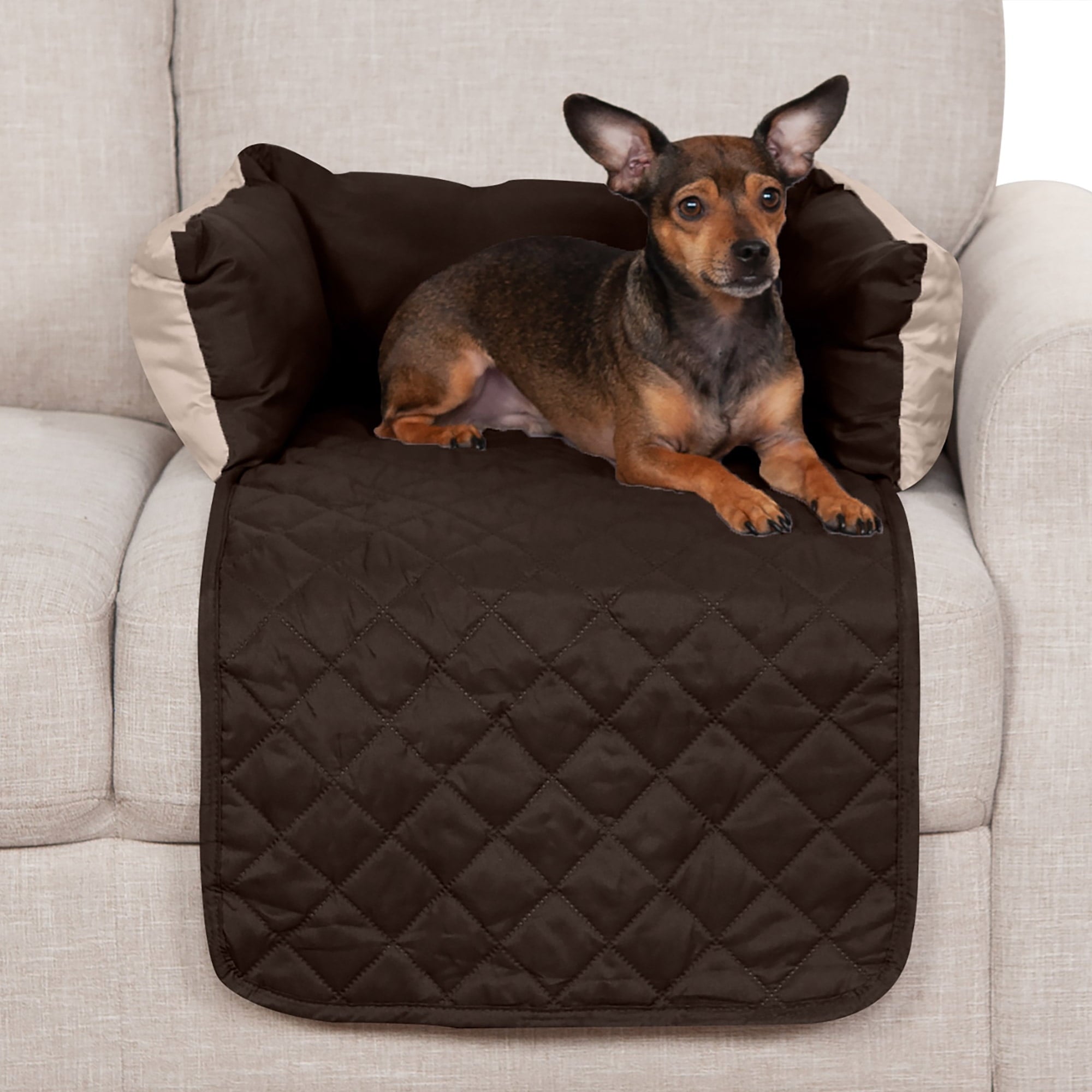 FurHaven Sofa Buddy Medium Reversible Pet Bed with Cushion Anchors, Gray