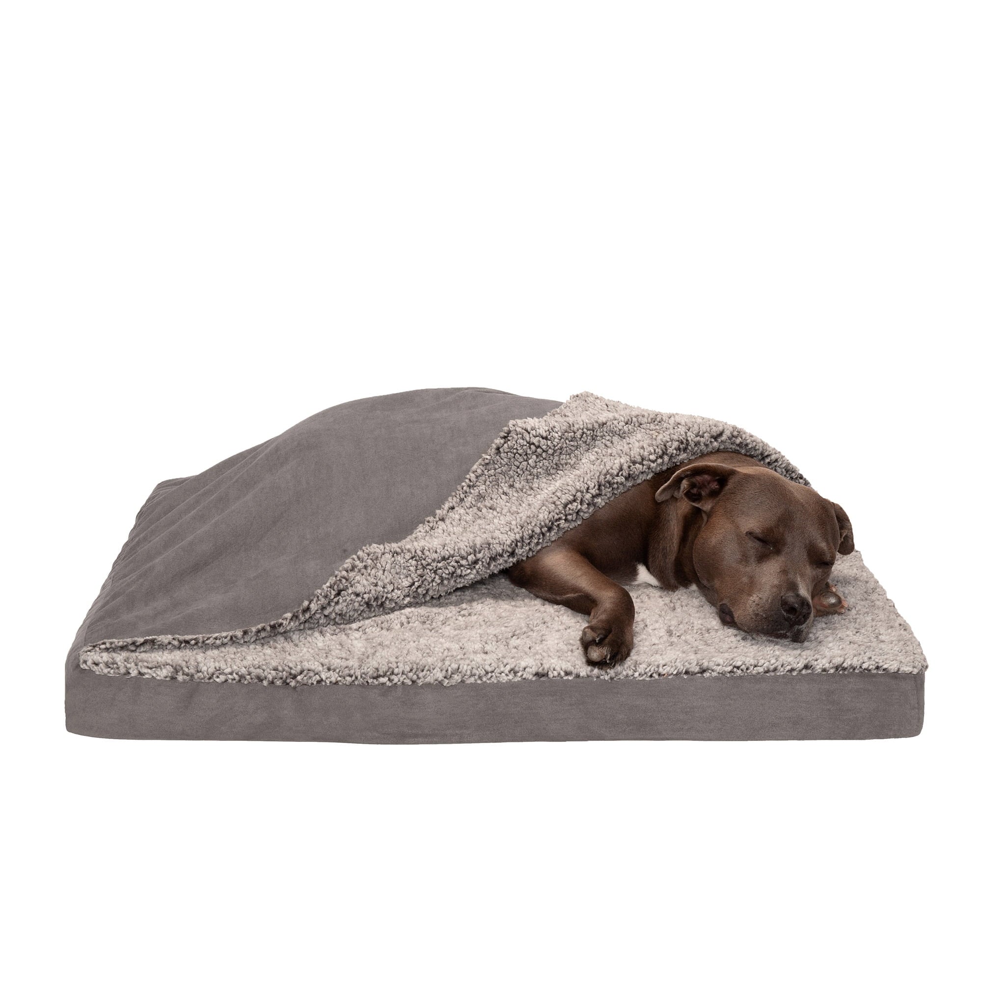 FurHaven Pet Products Berber & Suede Blanket-Top Orthopedic Deluxe Mat Pet Bed for Dogs & Cats - Espresso, Medium