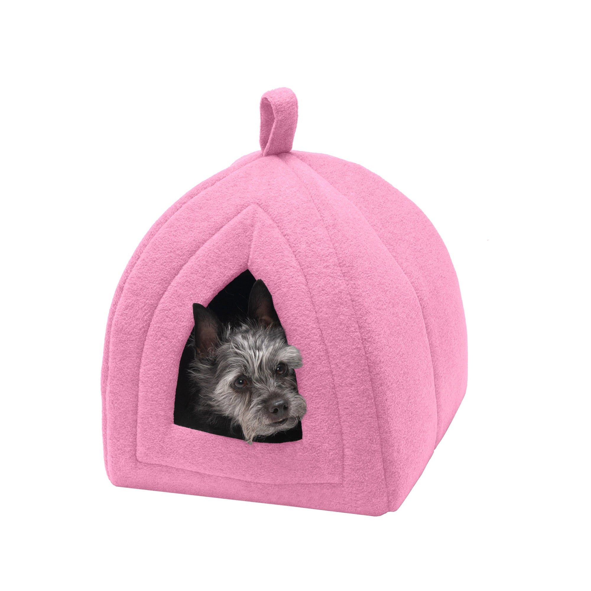 FurHaven Fleece Snuggle Hideout Pet Bed for Small Dogs and Cats - Silver Stars