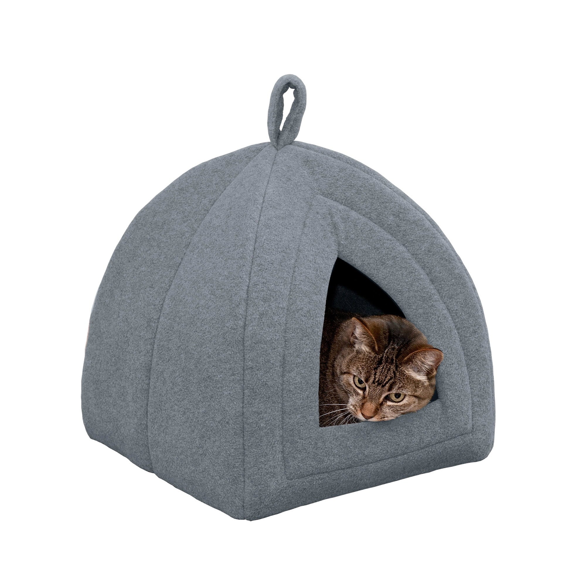 FurHaven Fleece Snuggle Hideout Pet Bed for Small Dogs and Cats - Silver Stars