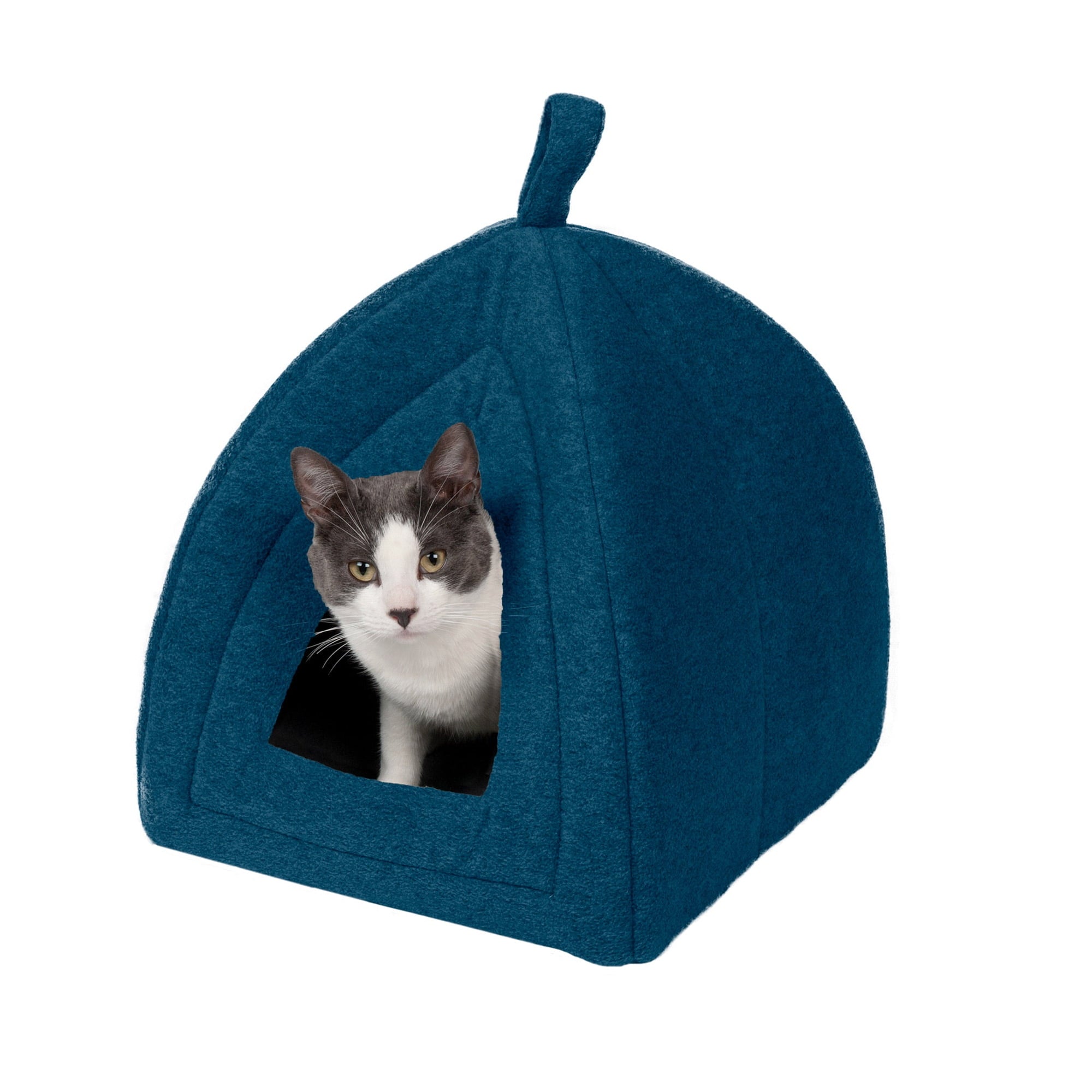 FurHaven Fleece Snuggle Hideout Pet Bed for Small Dogs and Cats - Silver Stars
