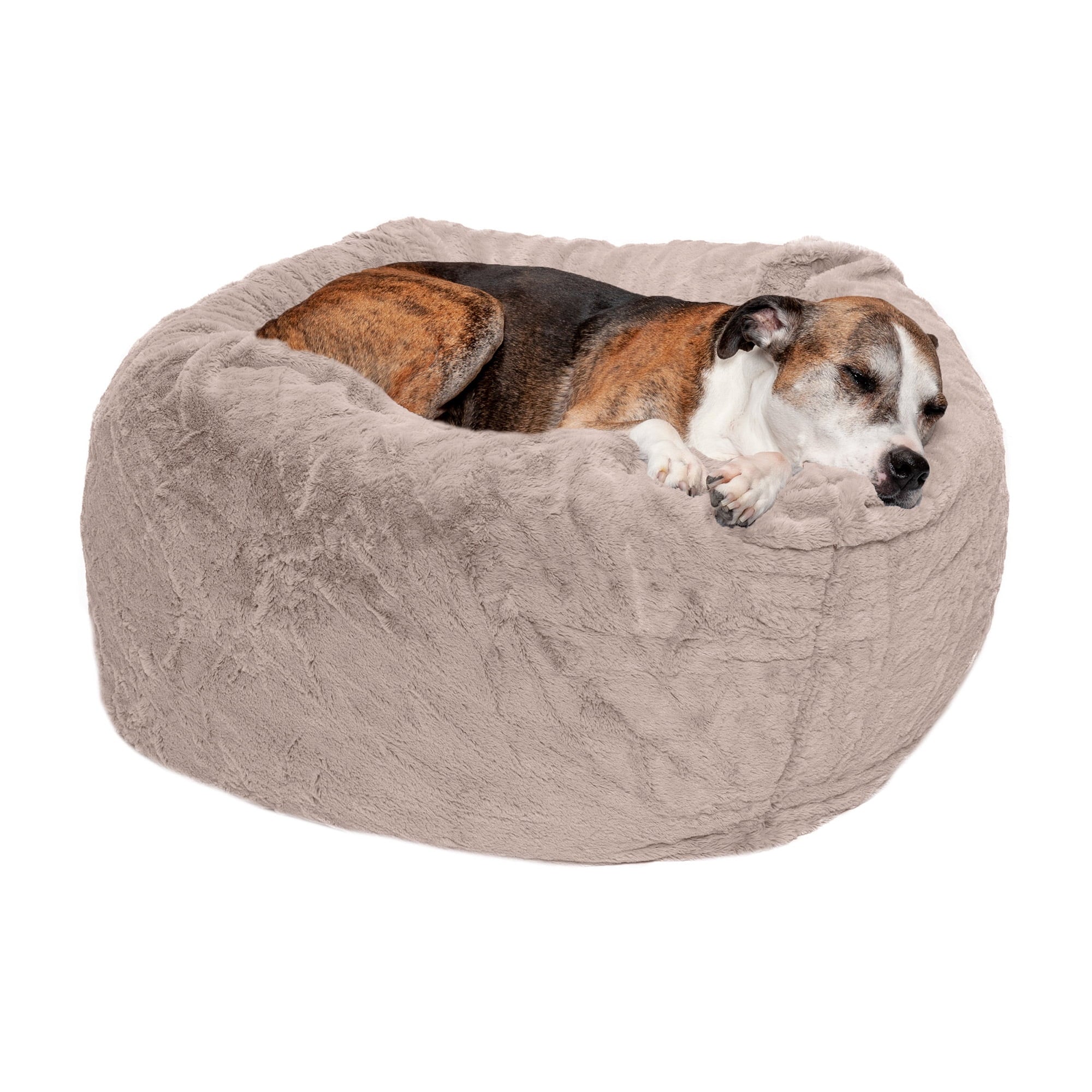 FurHaven Pet Products Round Plush Ball Dog Bed - Gray Mist, Medium - 26"