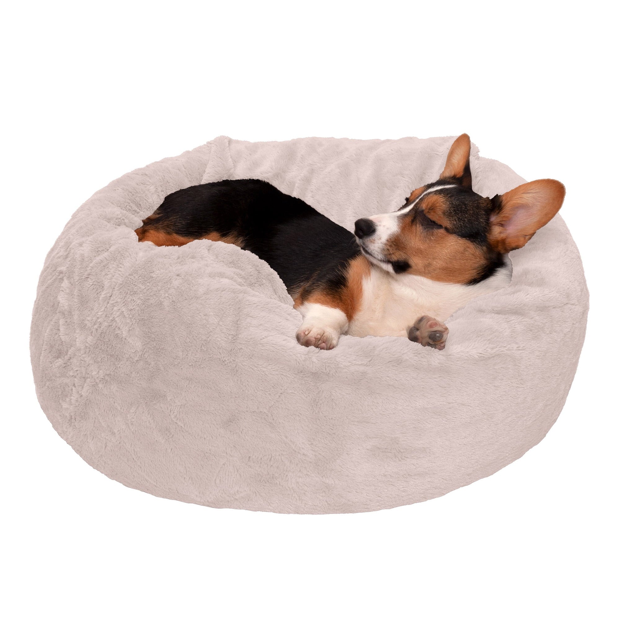 FurHaven Pet Products Round Plush Ball Dog Bed - Gray Mist, Medium - 26"