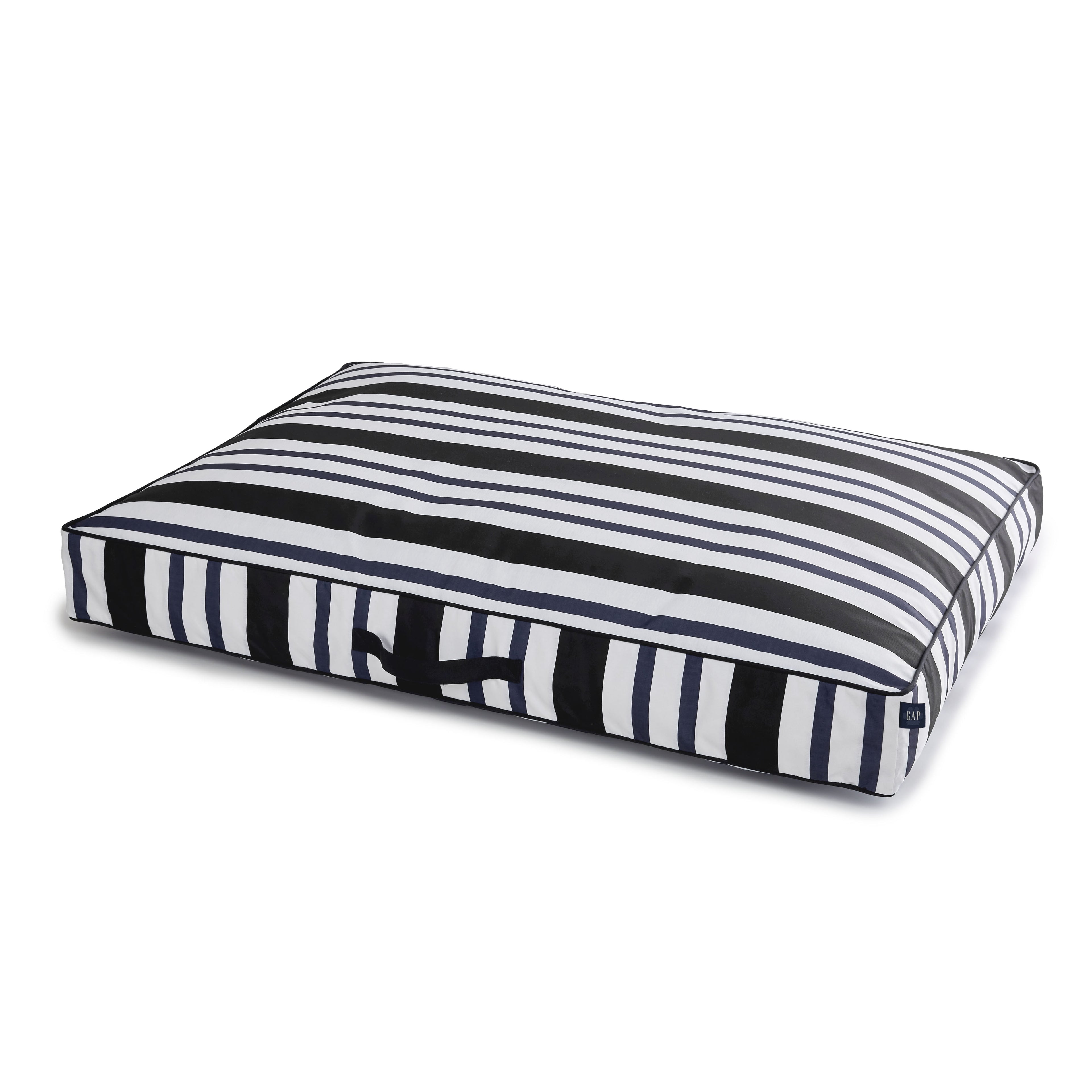 Gap Rugby Stripe Flat Pet Bed, Recycled Polyester with Zipper Closure Cover, Small 36"x24", Navy