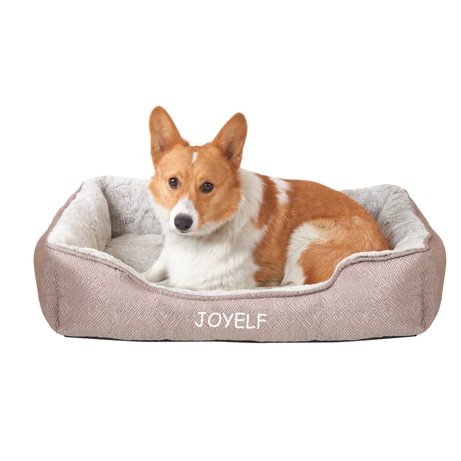 JOYELF Dog Bed Washable Calming Pet Bed, Anti Anxiety Cat Bed & Sofa, Cute Plush Pet Bed for Medium Dog and Cat - Medium Rectangle