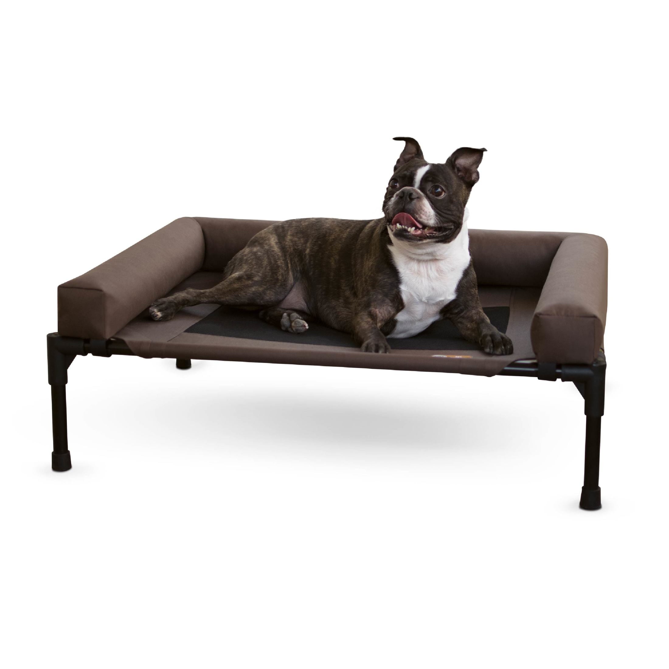 K&H Pet Products Original Bolster Pet Cot Elevated Pet Bed Chocolate/Black Mesh Medium 32 X 25 X 7 Inches