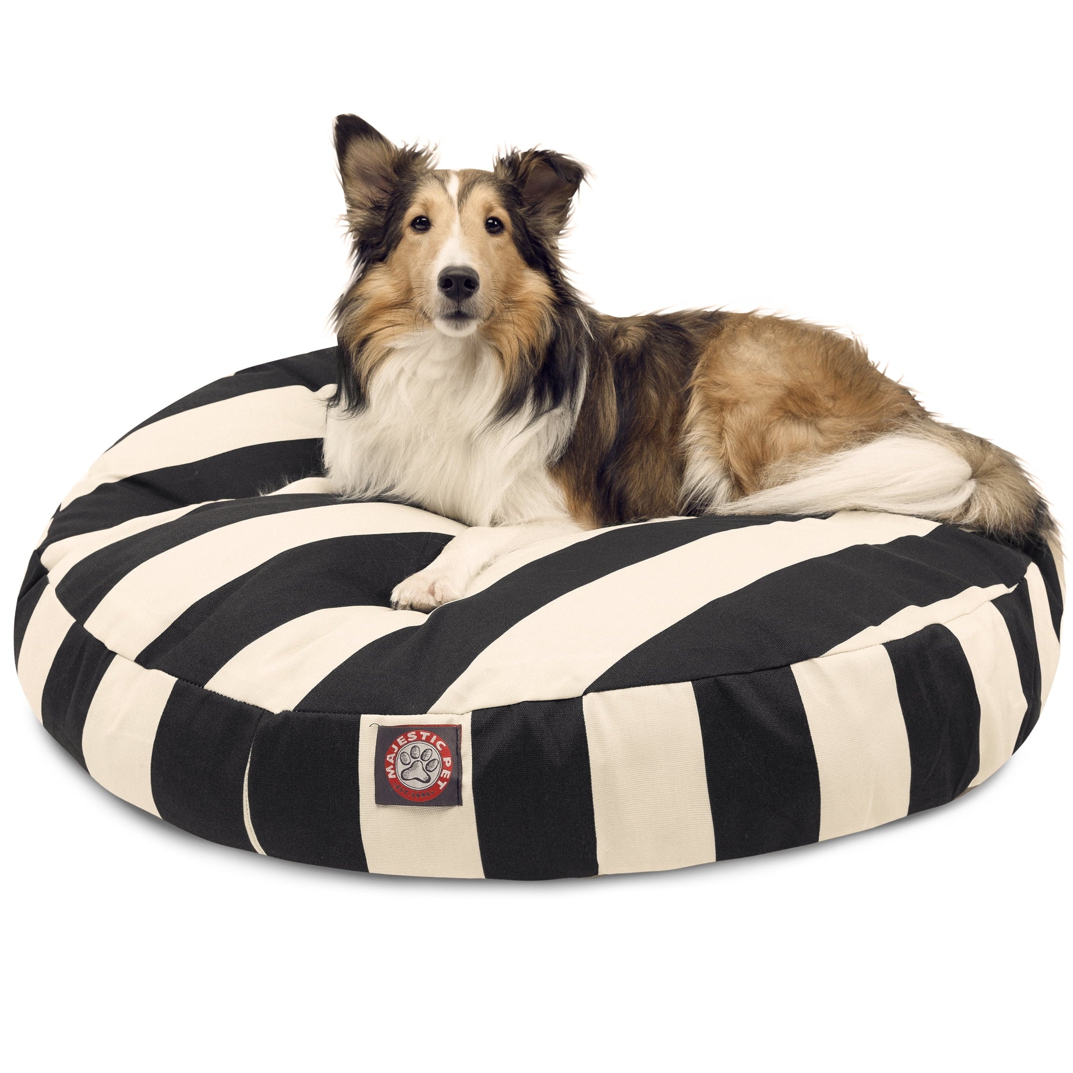 Majestic Pet | Vertical Stripe Round Pet Bed For Dogs, Removable Cover, Burnt Orange, Small
