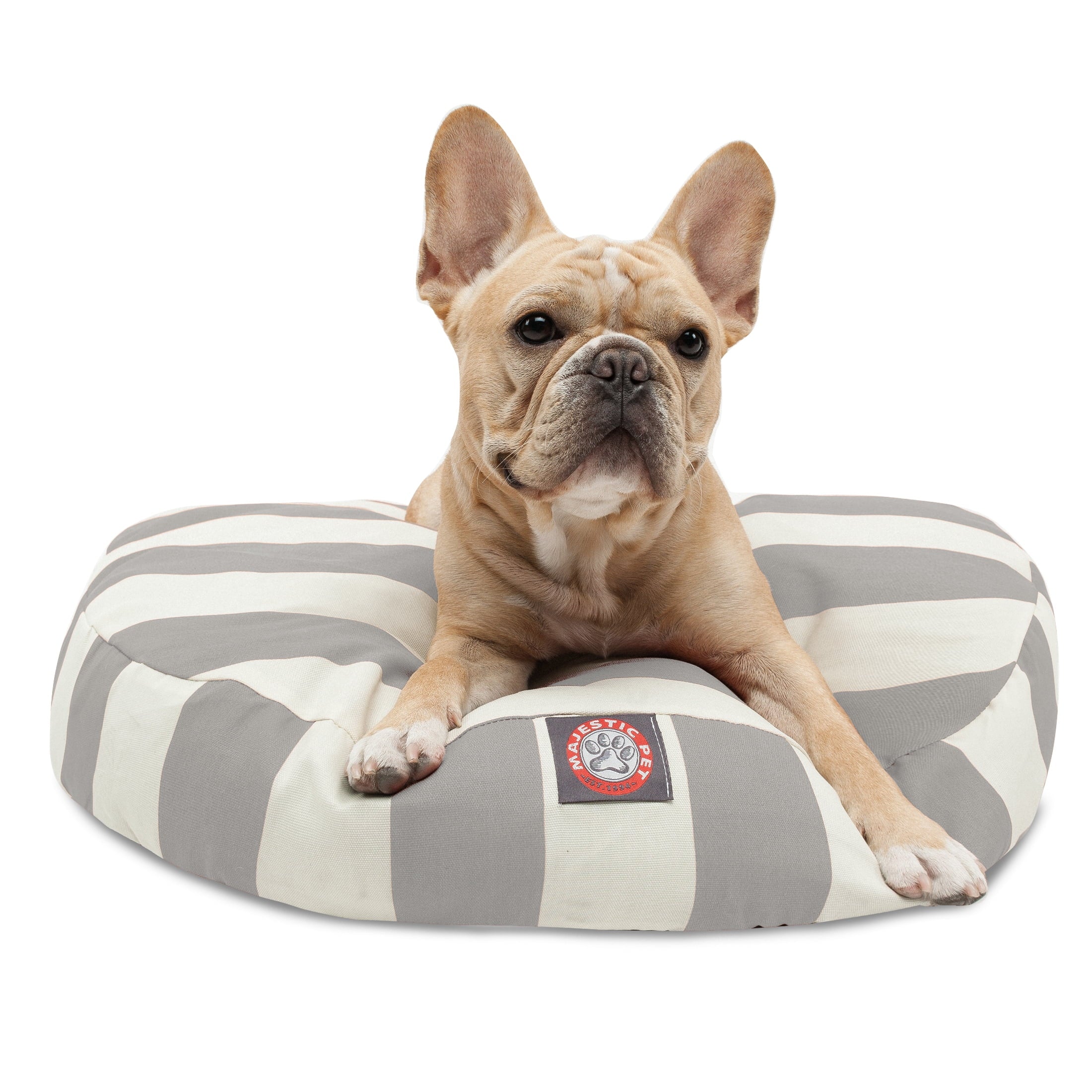 Majestic Pet | Vertical Stripe Round Pet Bed For Dogs, Removable Cover, Burnt Orange, Small