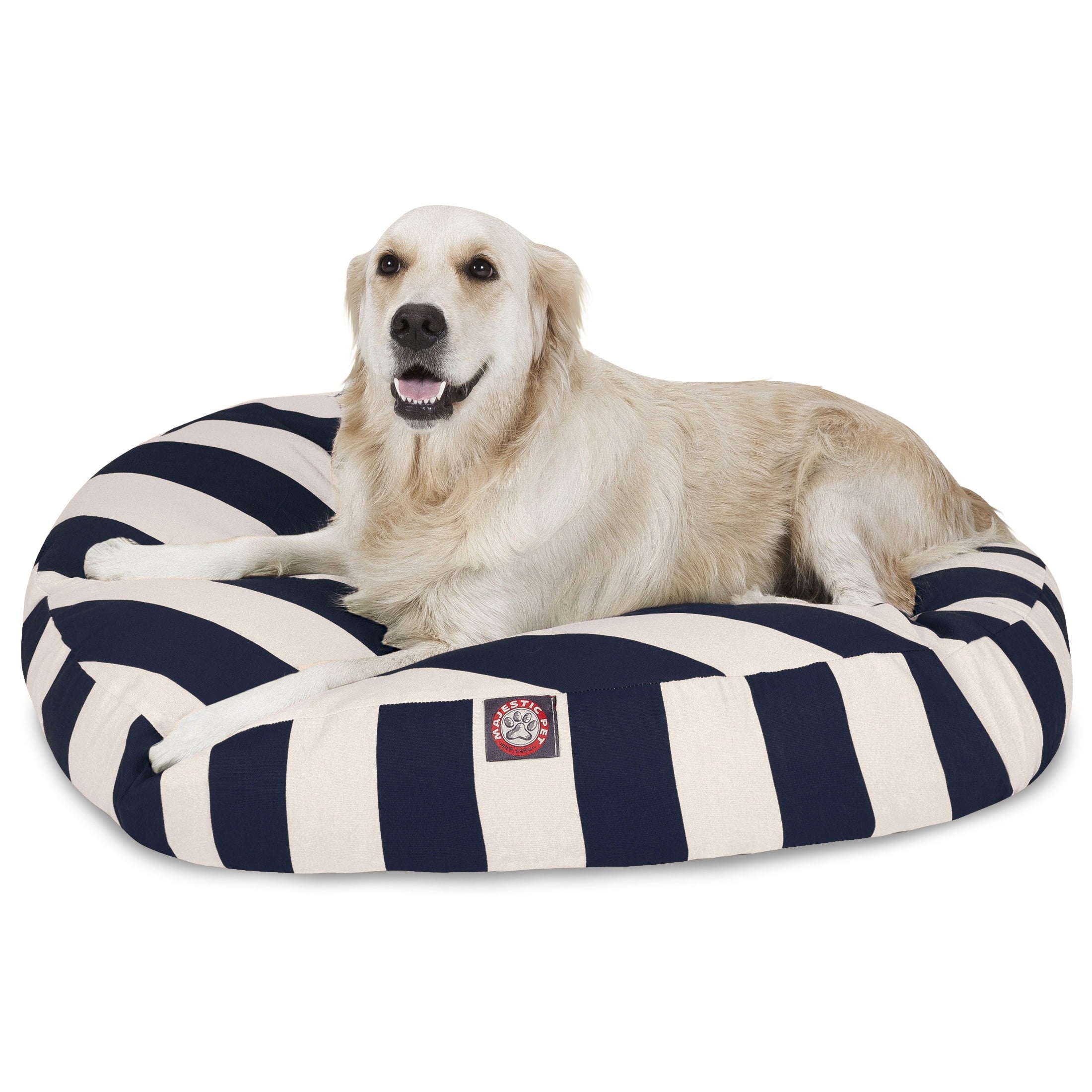 Majestic Pet | Vertical Stripe Round Pet Bed For Dogs, Removable Cover, Burnt Orange, Small