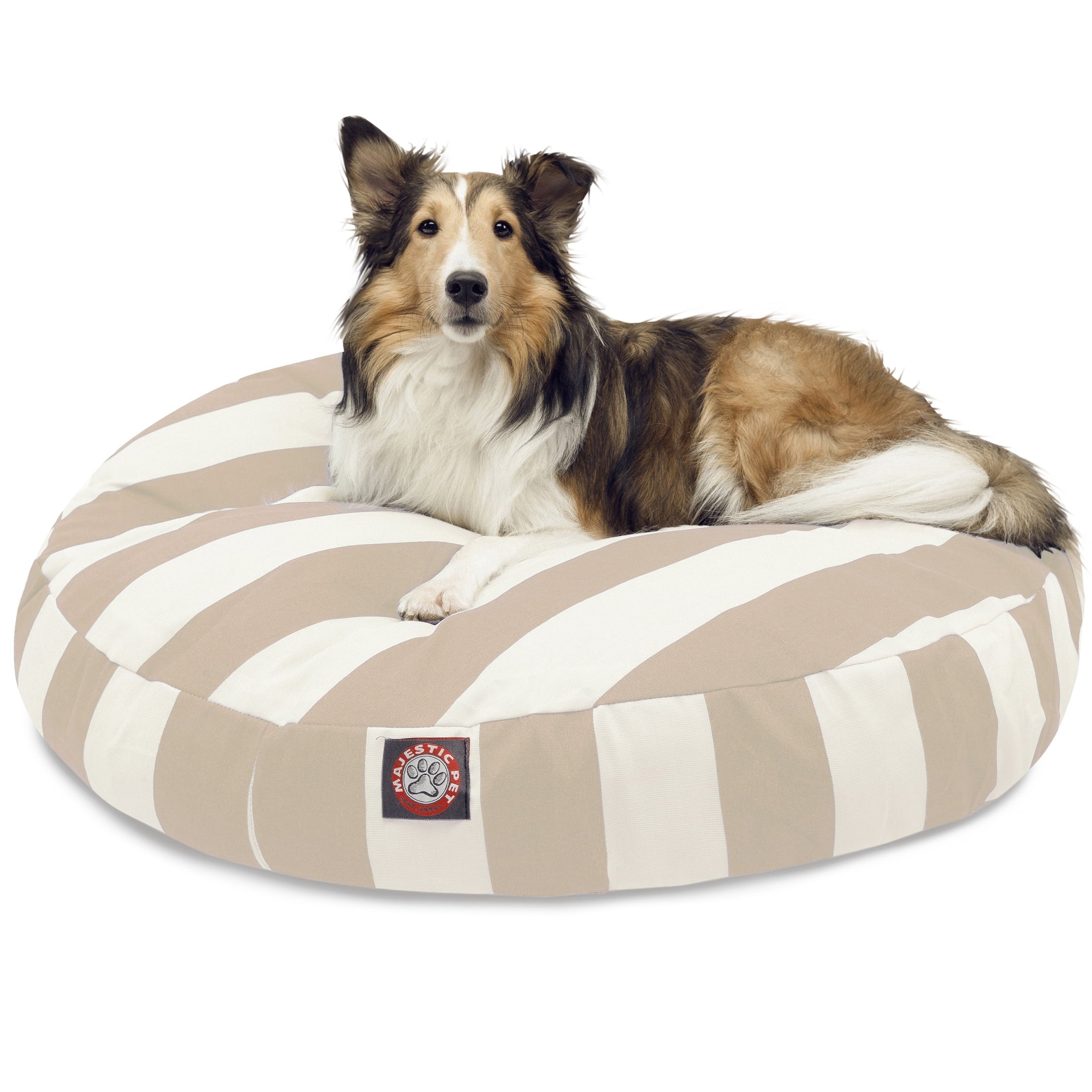 Majestic Pet | Vertical Stripe Round Pet Bed For Dogs, Removable Cover, Burnt Orange, Small