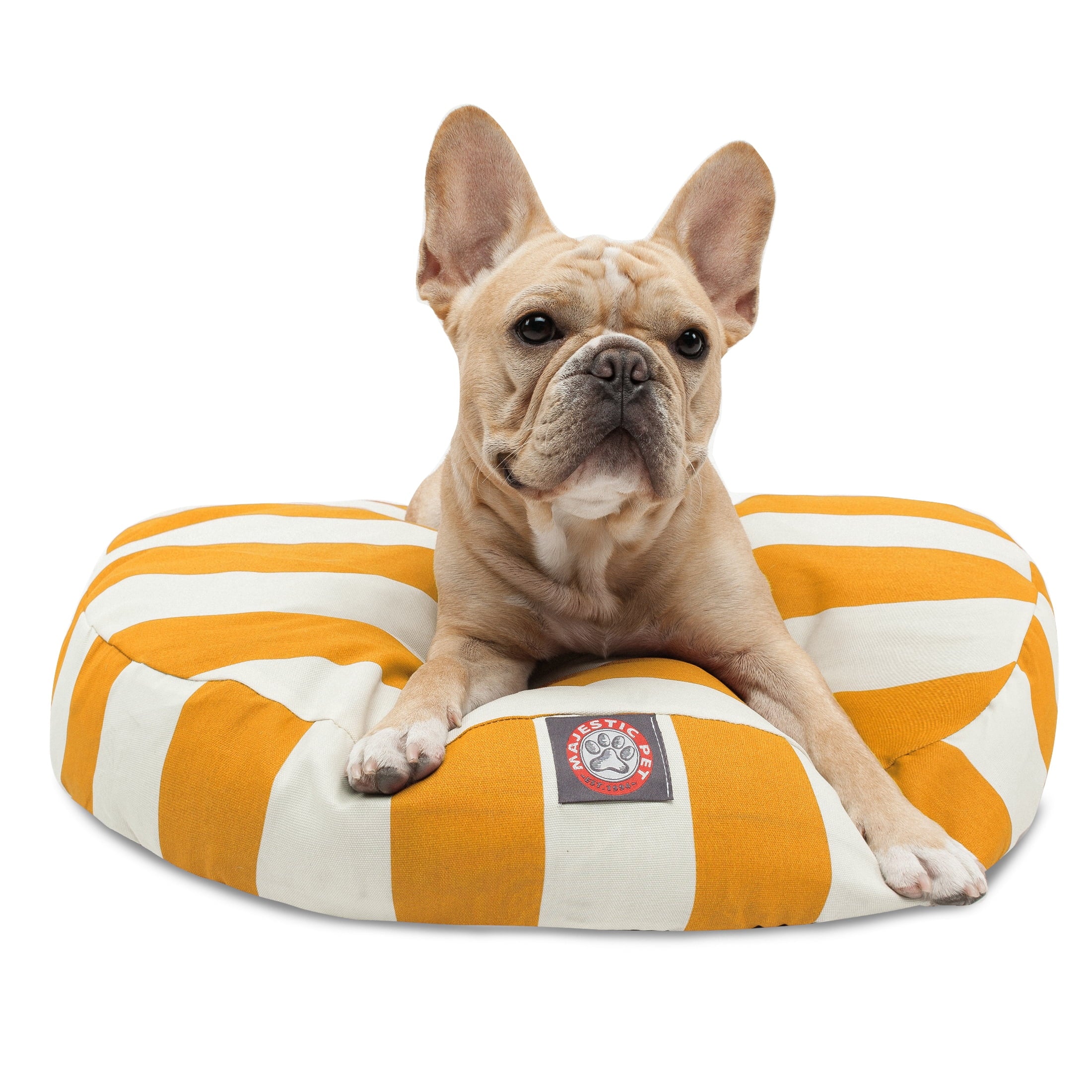Majestic Pet | Vertical Stripe Round Pet Bed For Dogs, Removable Cover, Burnt Orange, Small