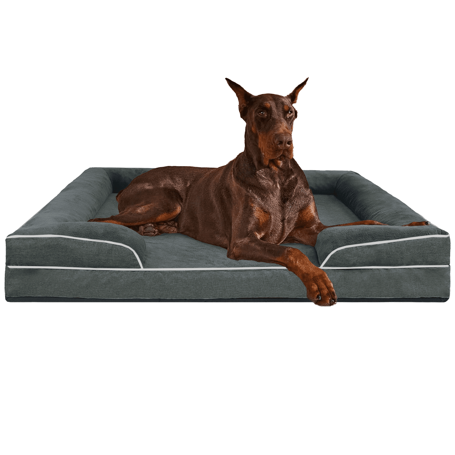 PayUSD Orthopedic Dog Bed for Extra Large Dogs Waterproof Memory Foam Dog Sofa Beds with Sides Non-Slip Bottom and Egg-Crate Foam Dog Bed with Removable Washable Cover,Brown (44" L x 32" W x 6.5" Th)