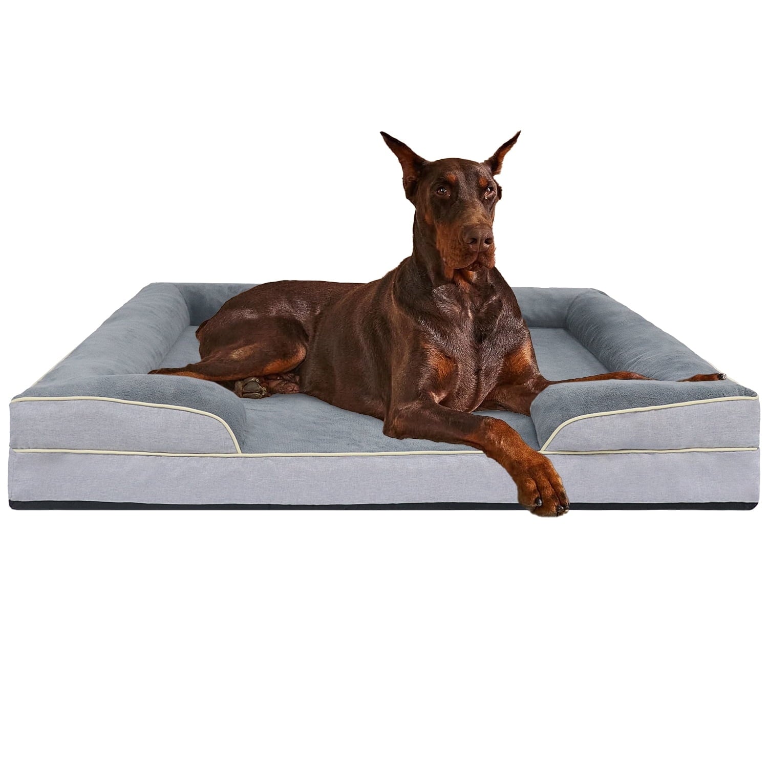 PayUSD Orthopedic Dog Bed for Extra Large Dogs Waterproof Memory Foam Dog Sofa Beds with Sides Non-Slip Bottom and Egg-Crate Foam Dog Bed with Removable Washable Cover,Brown (44" L x 32" W x 6.5" Th)