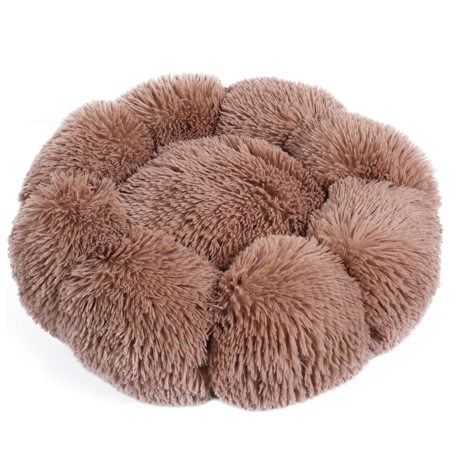 Sennaux Calming Pet Bed for Dogs Cats Soft Flower-Shape Plush Dog Bed, Dark Gray, 19.7"