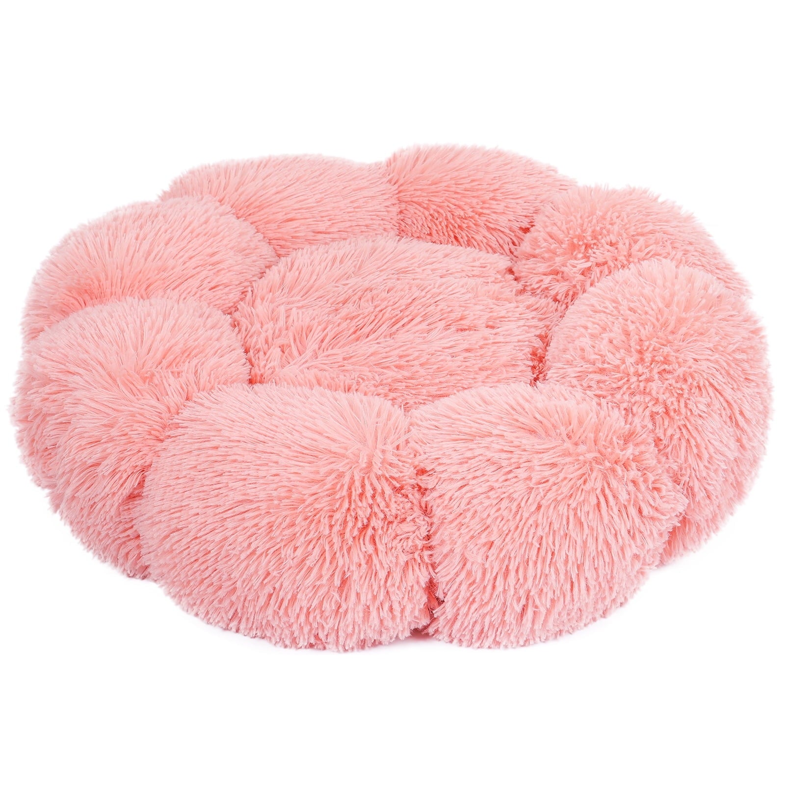 Sennaux Calming Pet Bed for Dogs Cats Soft Flower-Shape Plush Dog Bed, Dark Gray, 19.7"