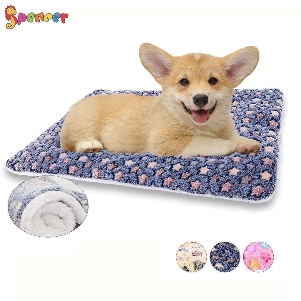 Spencer Large Dog Cat Pet Sleep Mat Soft Warm Reversible Fleece Crate Bed Mat Kennel Cage Cushion for Large Medium Small Dog Cat (S, Pink)