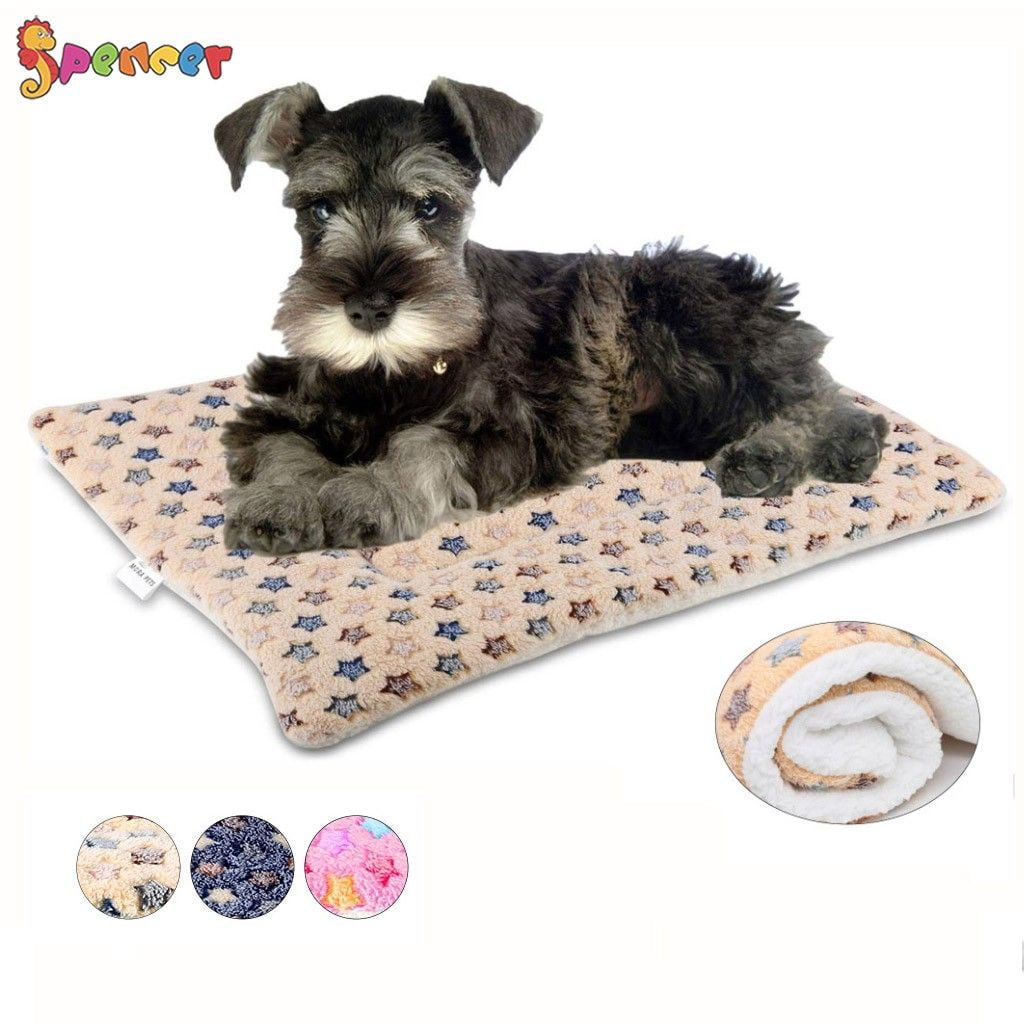Spencer Large Dog Cat Pet Sleep Mat Soft Warm Reversible Fleece Crate Bed Mat Kennel Cage Cushion for Large Medium Small Dog Cat (S, Pink)