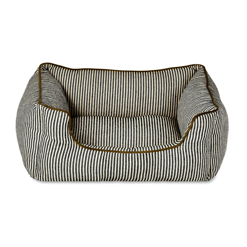 Vibrant Life High Wall Striped Bed for Dogs, High Walled Cuddler, Striped, Black & White, Medium, 27" x 21"
