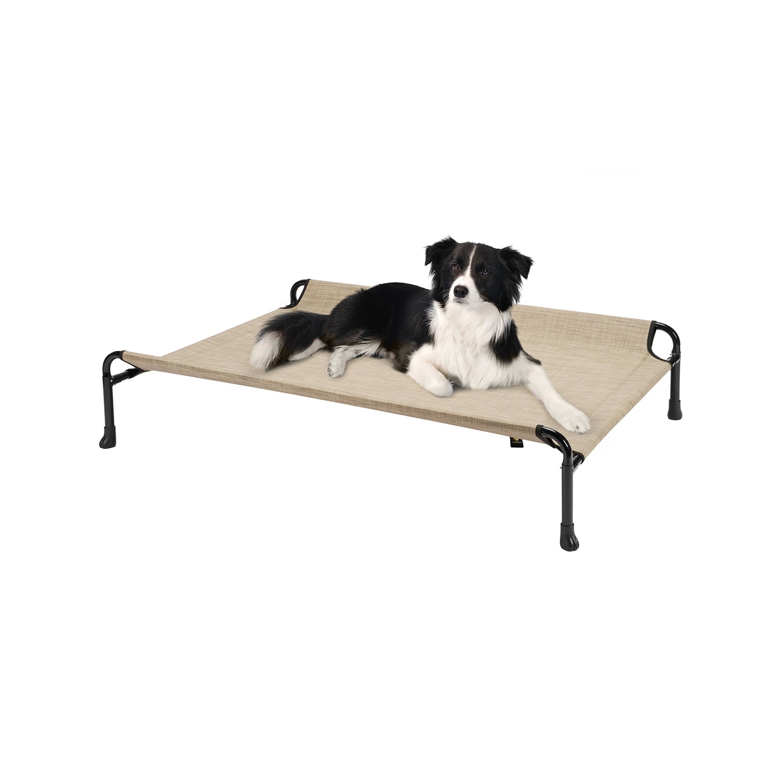 Veehoo Cooling Elevated Dog Bed with Guardrail, Teslin Mesh, Camping Dog Cot, Medium, Beige Coffee