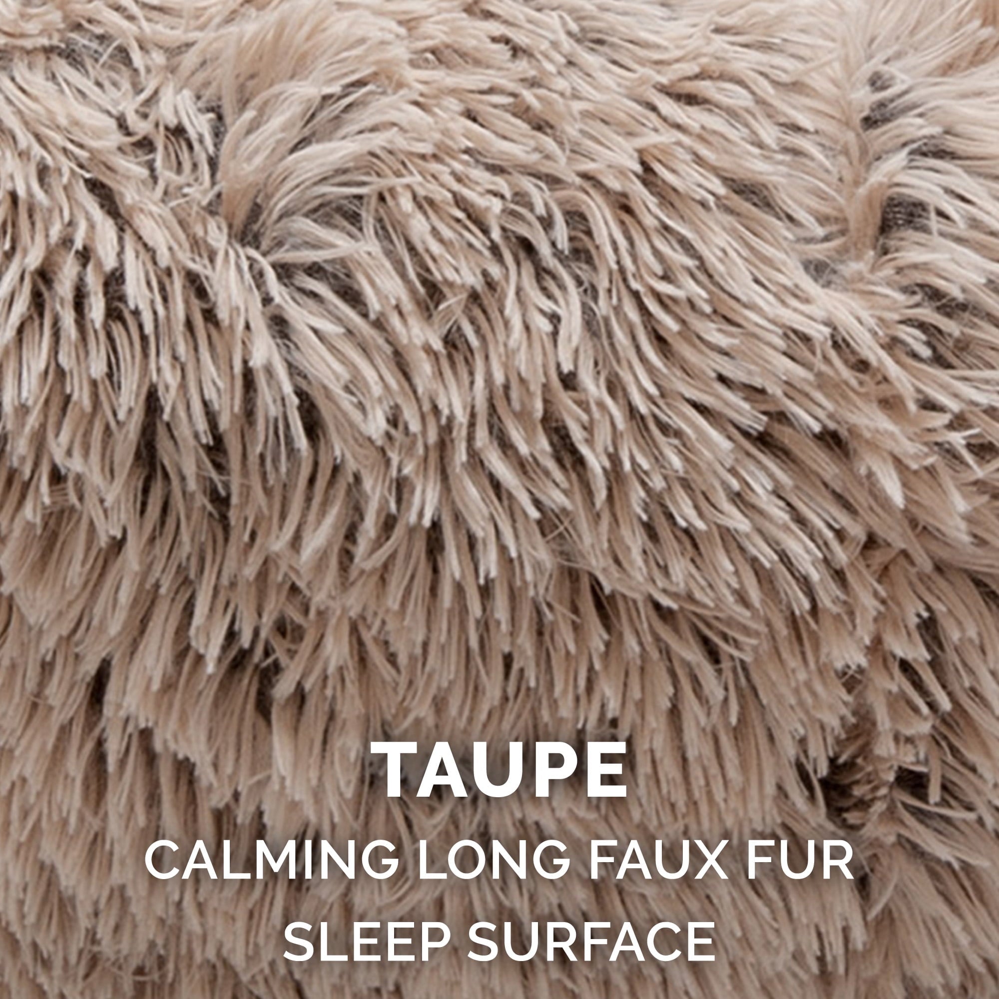Furhaven 23" Round Calming Donut Dog Bed with Washable & Removable Cover & Bolster - Shaggy Plush Long Faux Fur Ball Bed - Taupe, For Dogs Up to 20 lbs, Small