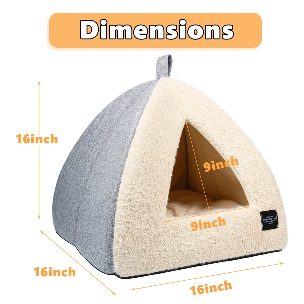 Vivifying Pet Beds Medium 2-in-1 Cozy Cat Bed with Removable Cushion, Silver Gray