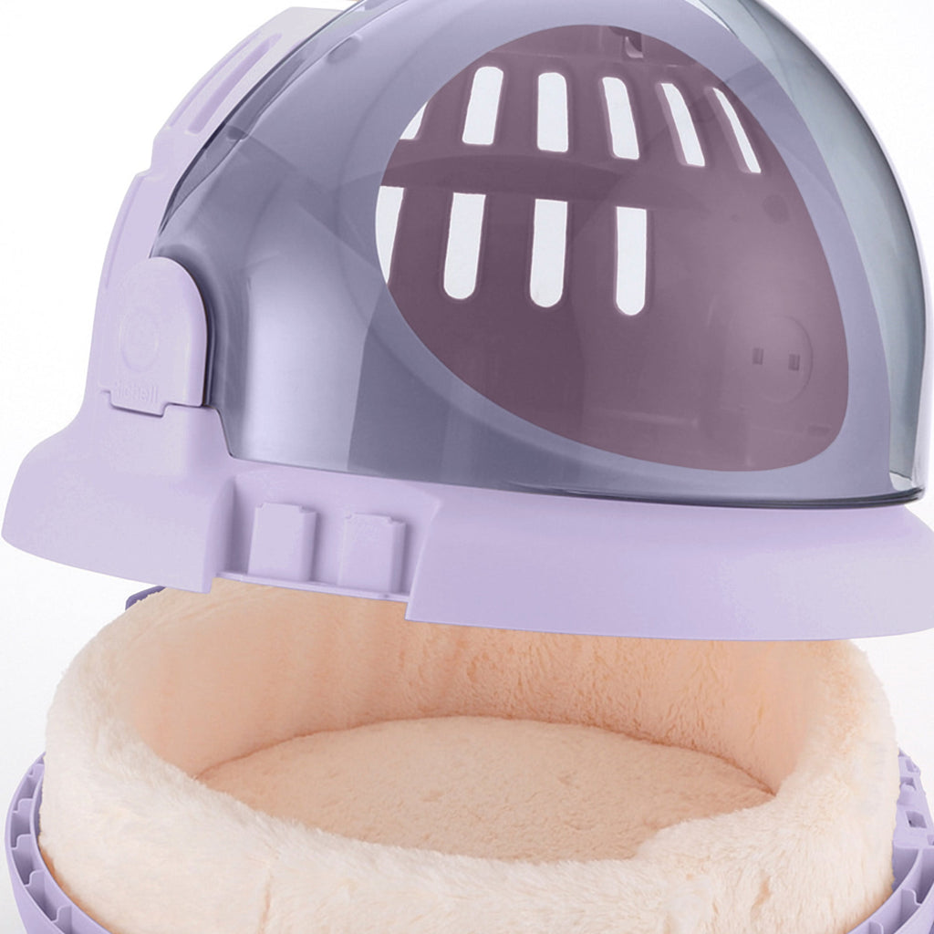Richell Space Capsule Travel Pet Carrier & Bed in Lavender, Functional for Small Dogs/Cats