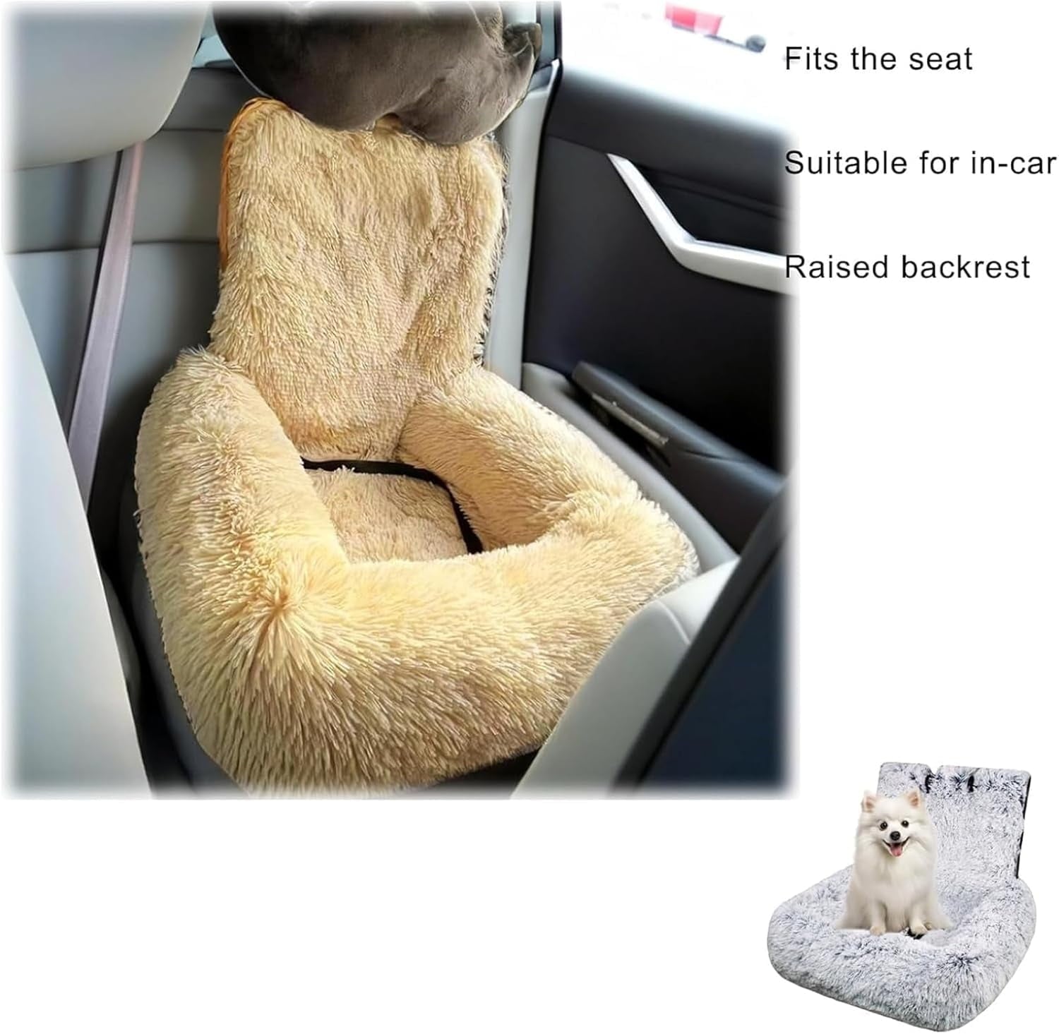 Pelzbarn Car Seat, Pelzbarn Car Seat Dog Bed with Safety Straps pelzbarn Cars Beds, for Small & Large Dogs, Non-Slip Travel Bed with Removable Cushion for All Vehicles (B,60 * 60CM)