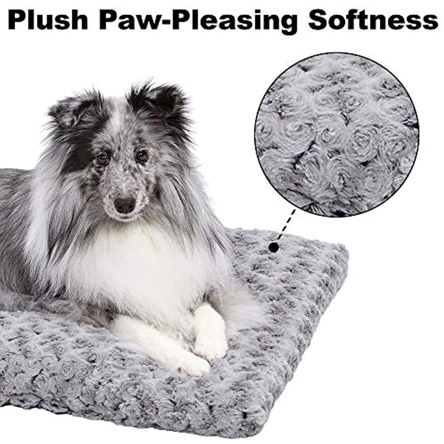 QuietTime Dog Bed & Crate Mat, Deluxe Ombre Swirl, Fits 48" Crate, Gray
