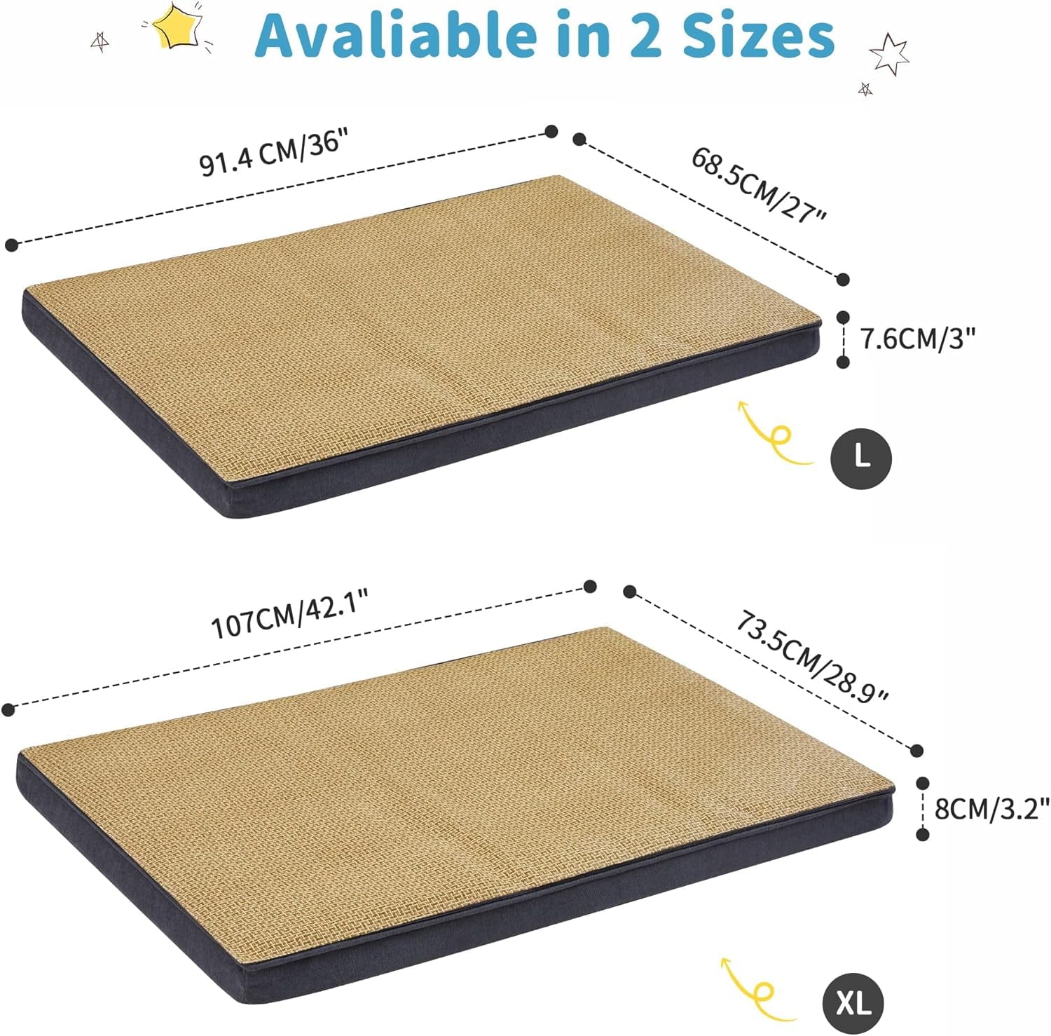 Large 2-in-1 Pet Bed with Removable Waterproof Washable Covers, Gray