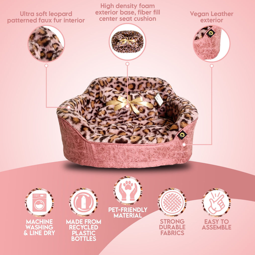 Precious Tails Leopard Princess Cat Dog Bed - Small